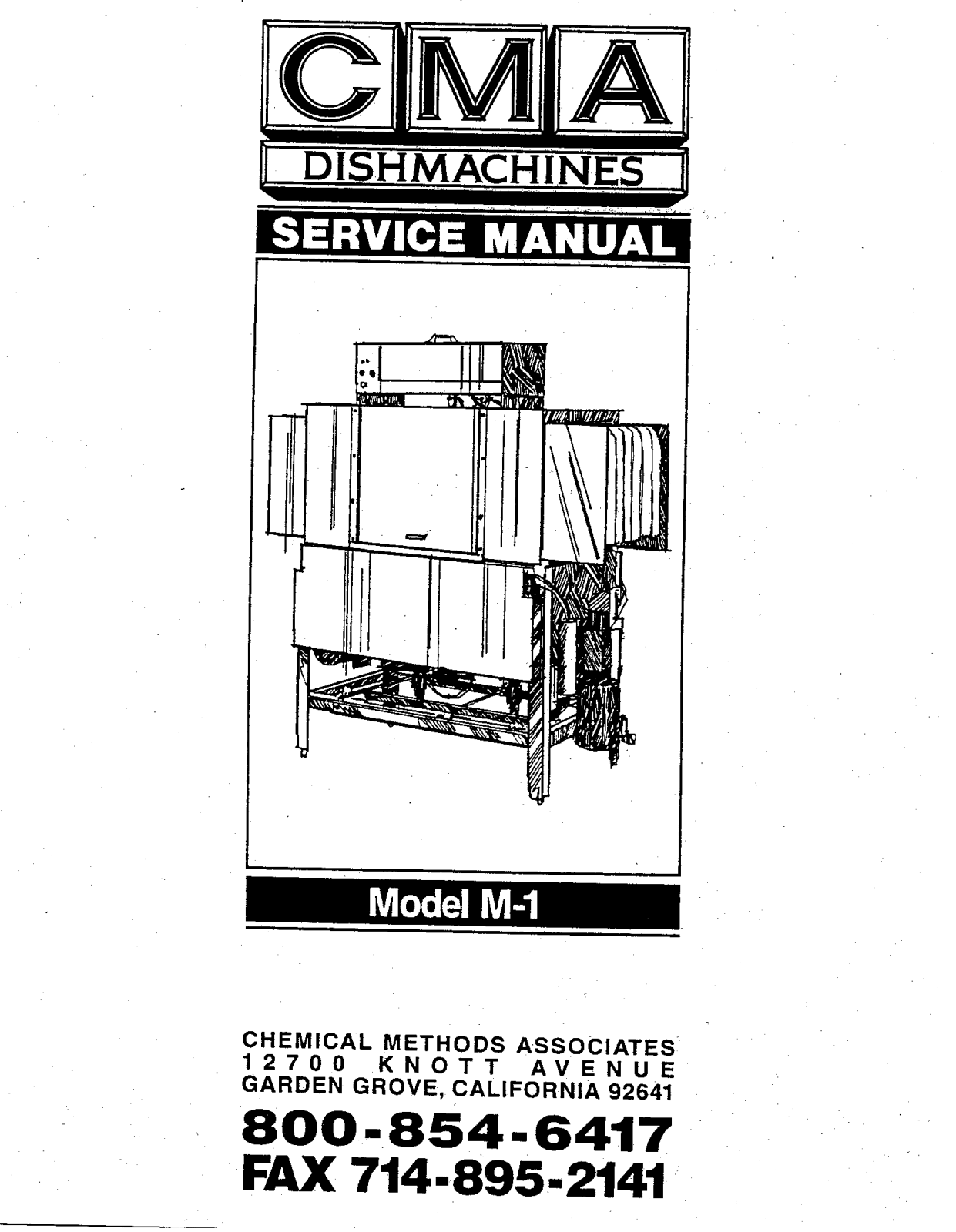 CMA Dish Machines M-1 User Manual