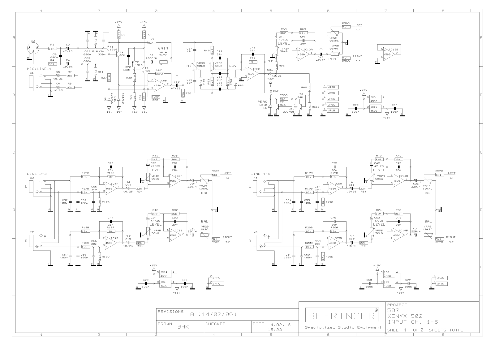 Behringer Xenyx 502 Schematic