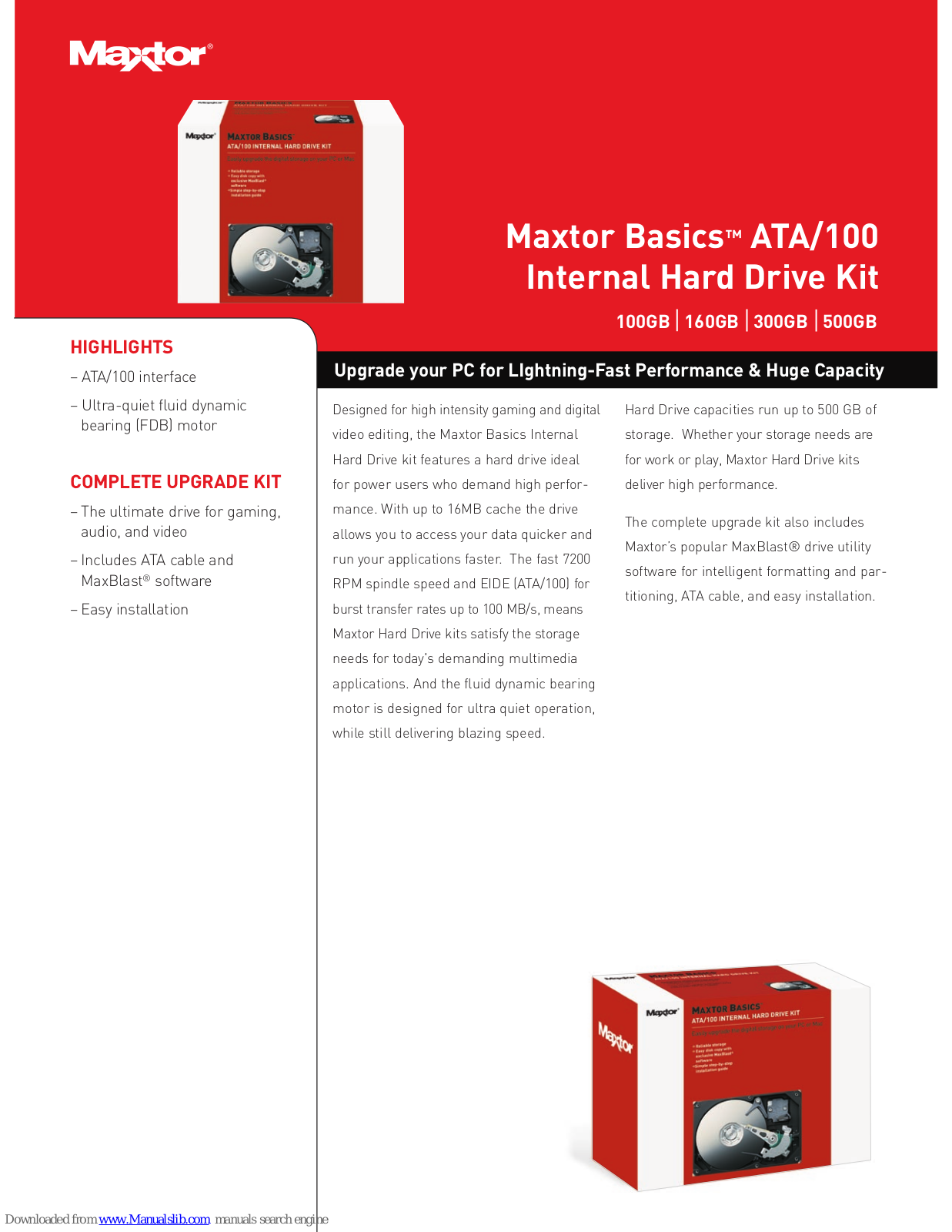 Maxtor Basics 300GB, Basics ATA/100, Basics Datasheet