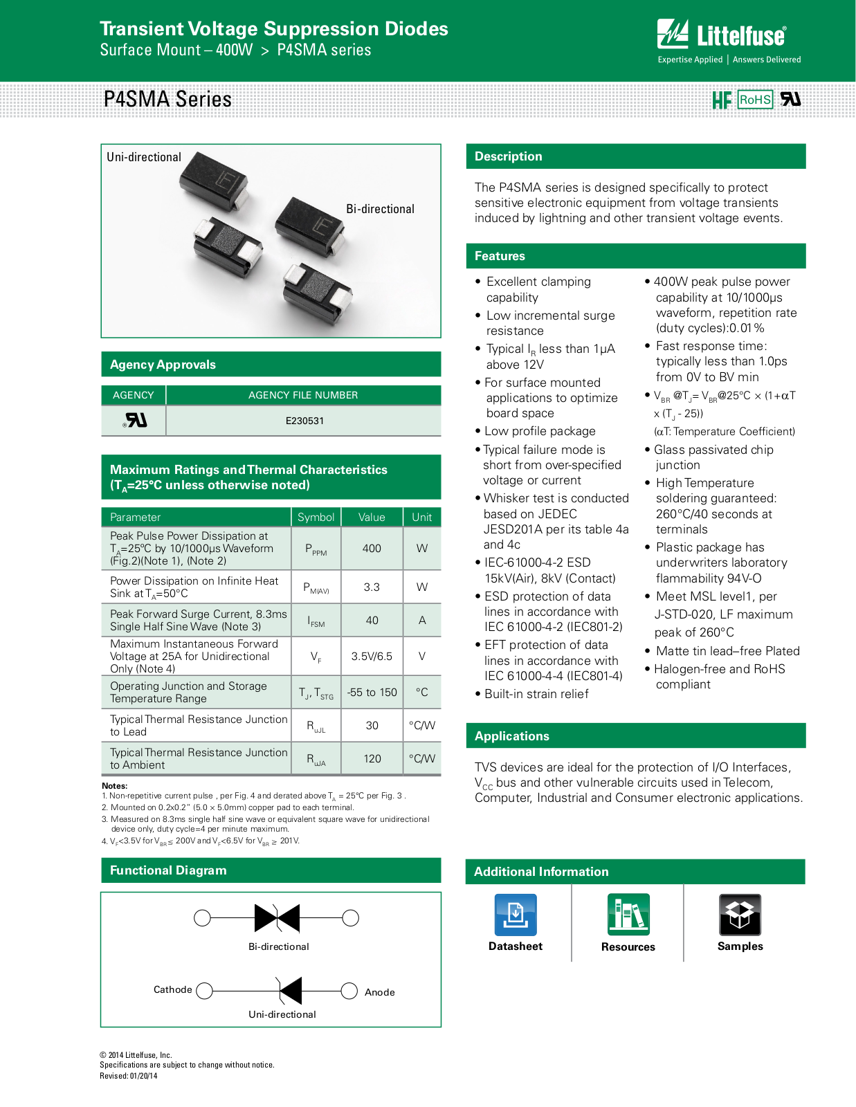 Littelfuse P4SMA User Manual