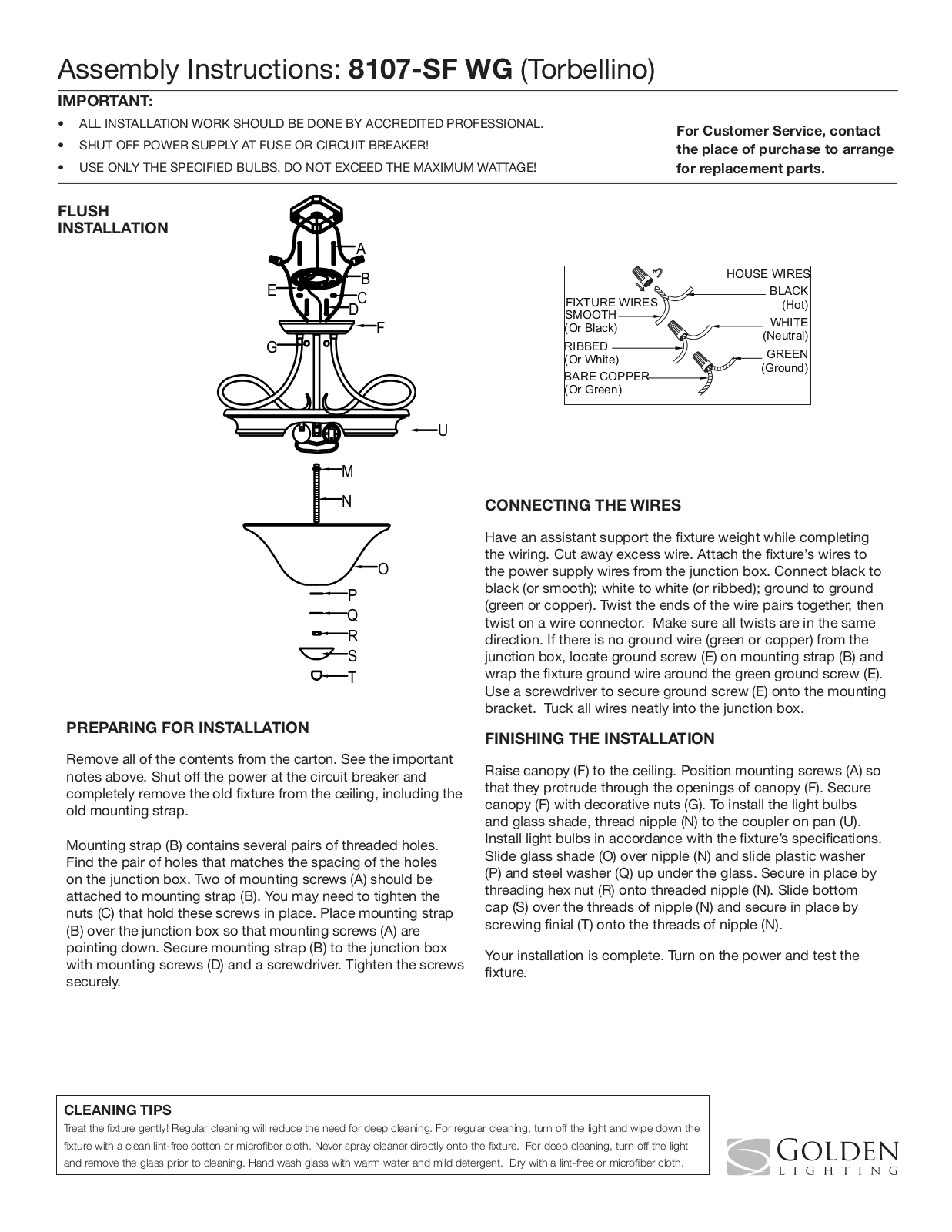 Golden Lighting 8107-SF WG User Manual