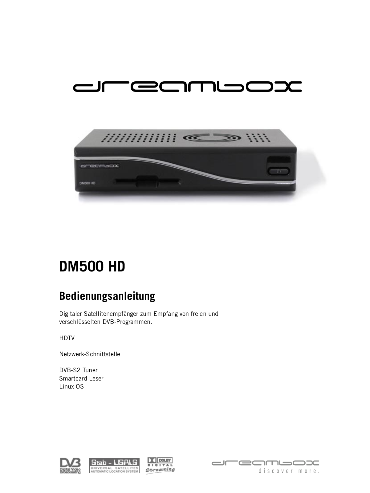 Dream Multimedia Dreambox DM 500 HD User guide