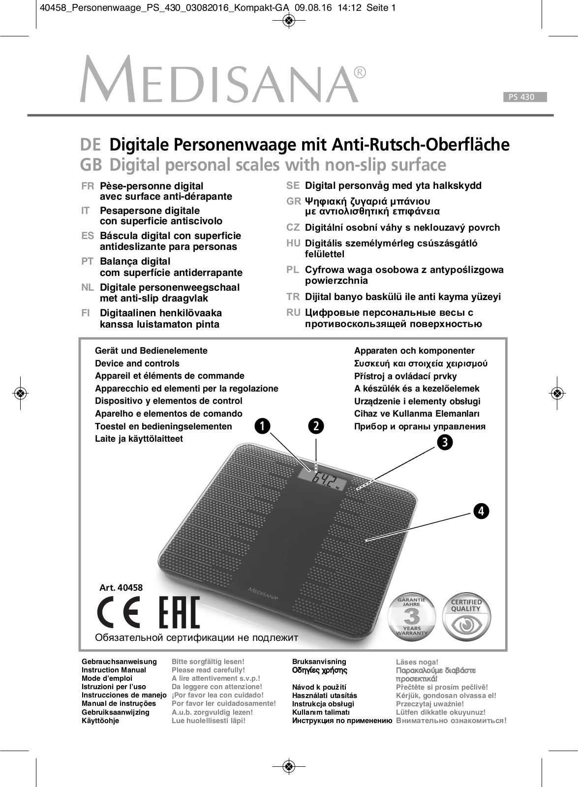 Medisana PS 430 User Manual