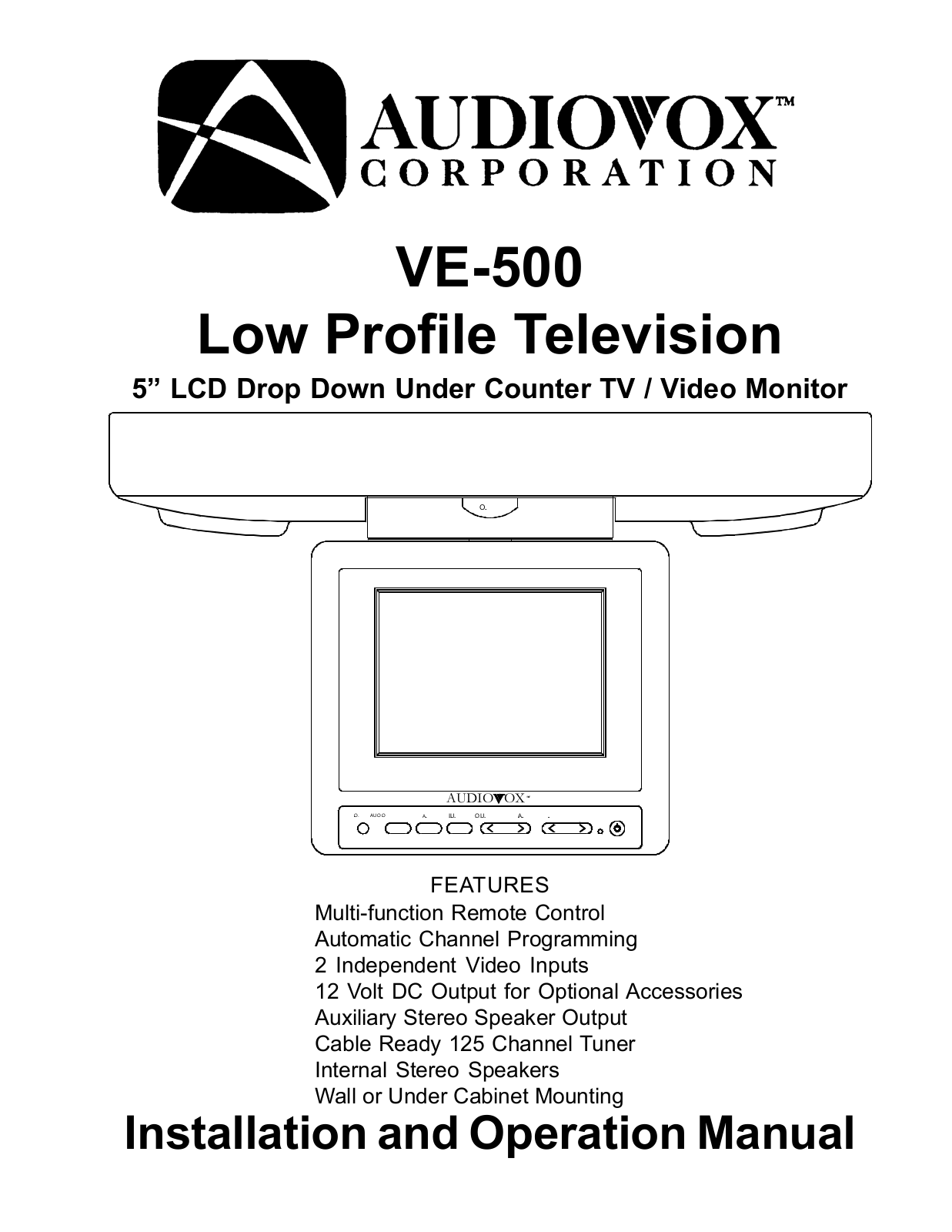 Audiovox VE-500 User Manual