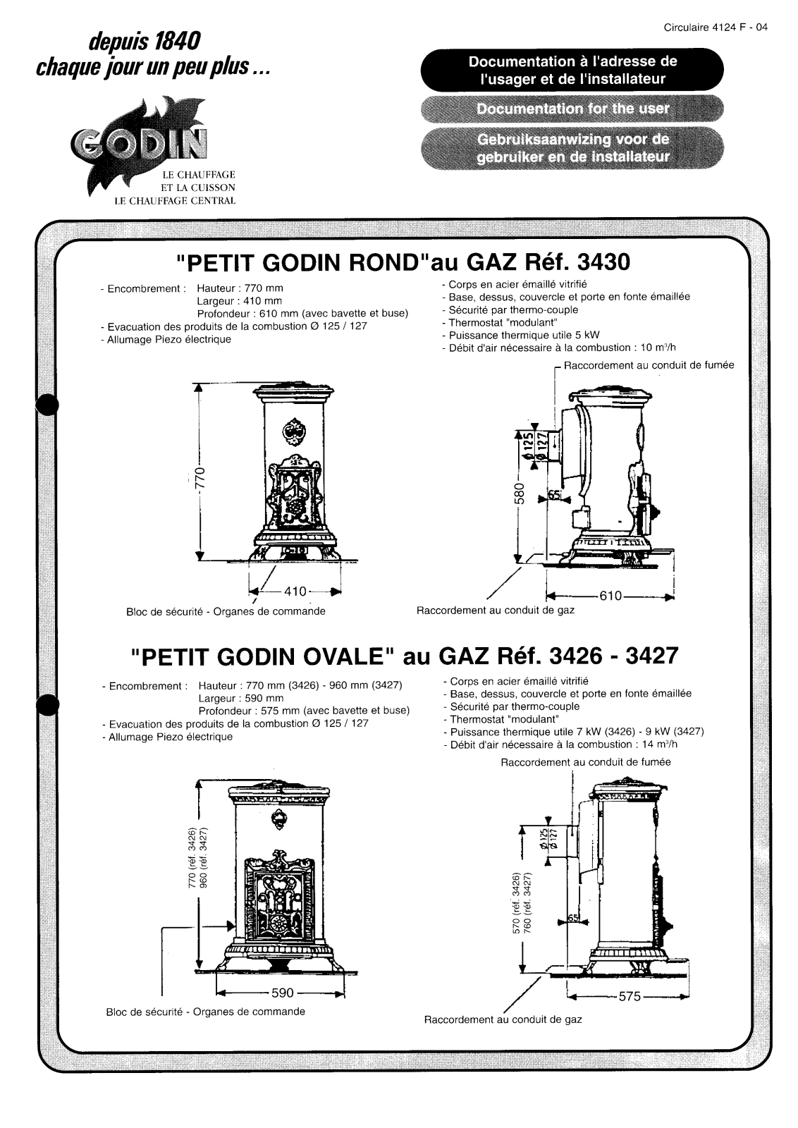 GODIN 3426, 3427, 3430 User Manual