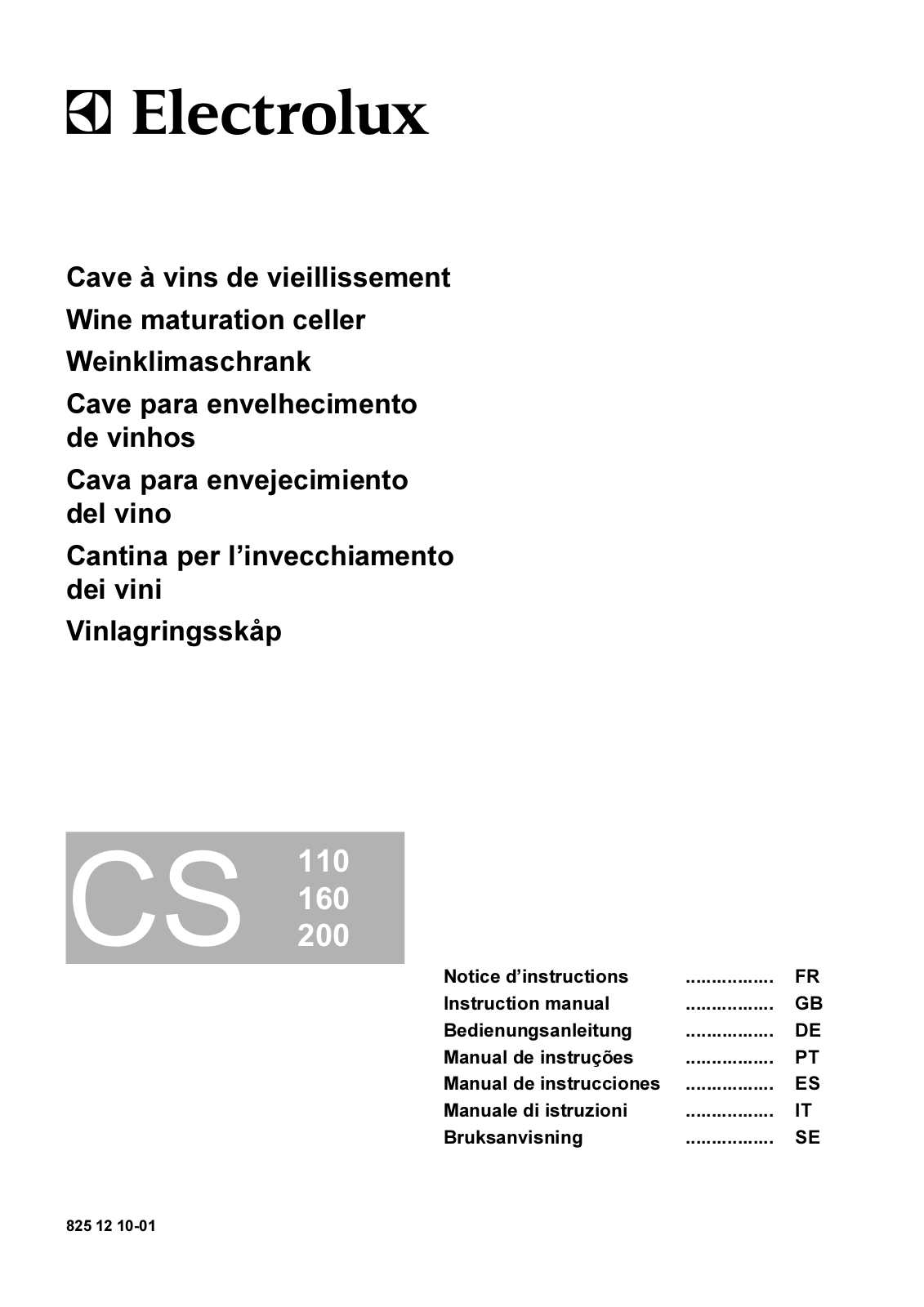 electrolux cs 110, cs 160, cs200 Instructions Manual