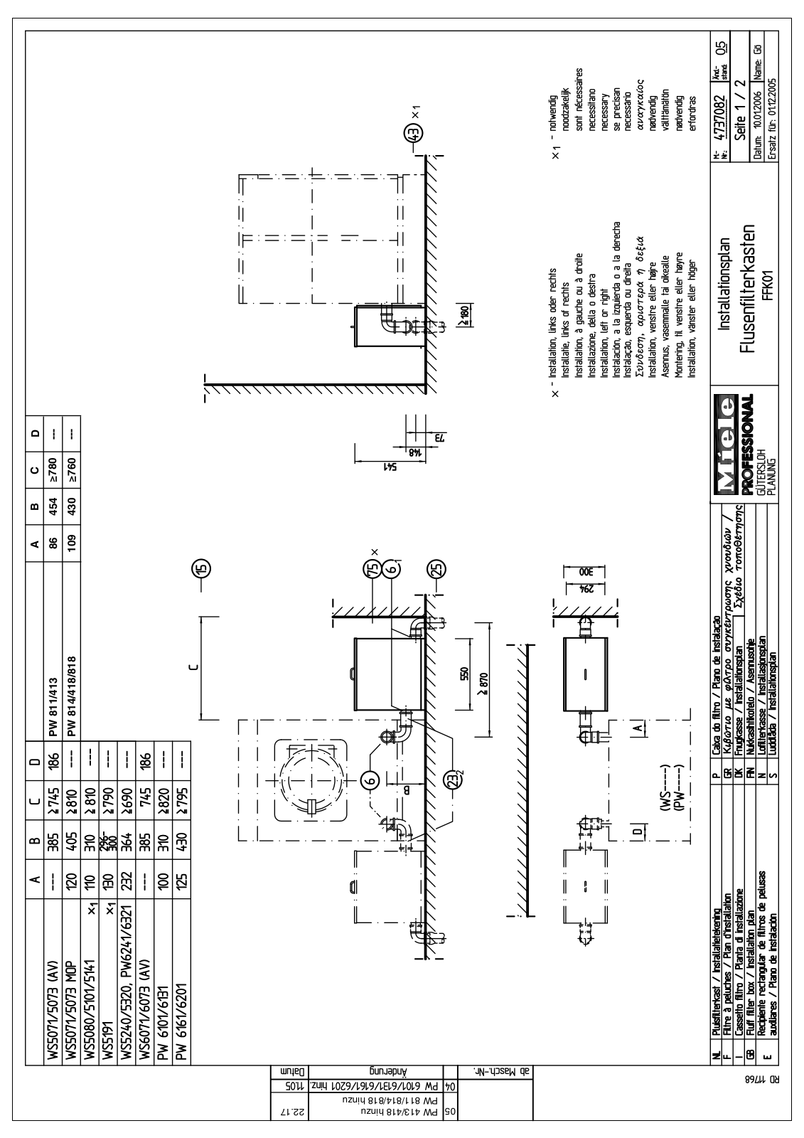 Miele FFK 01 Installation diagram