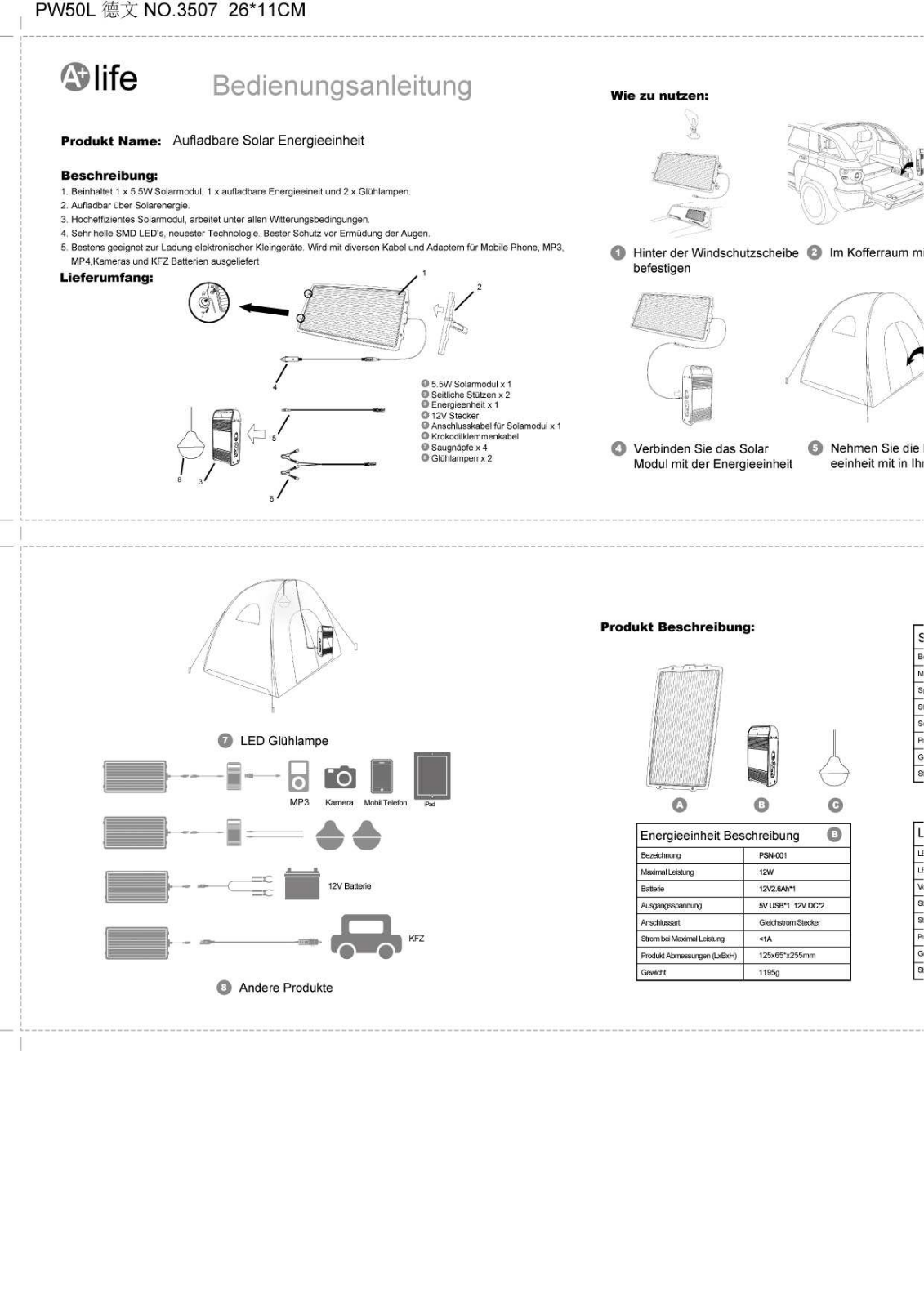 A+ Life PW50L Instruction Manual