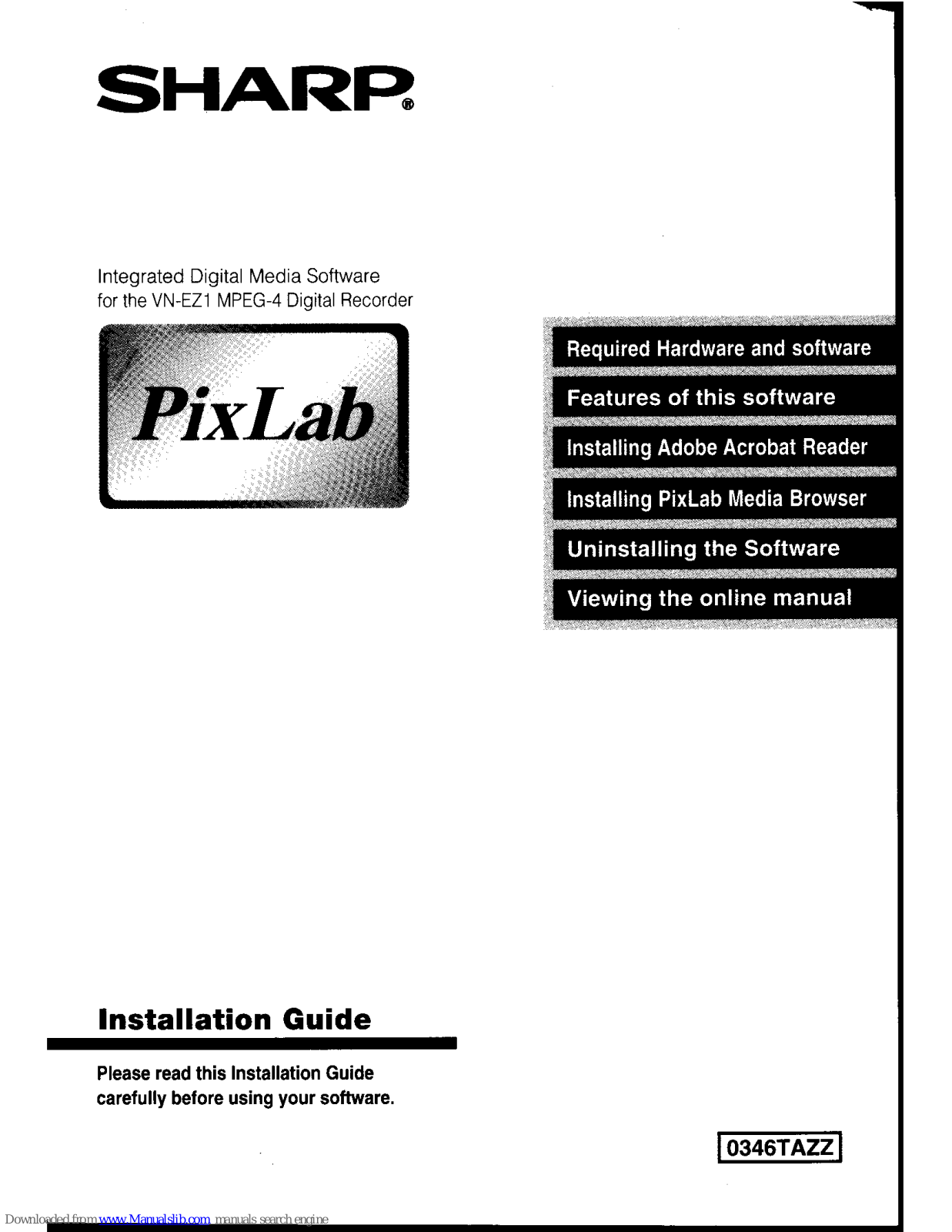 Sharp VN-EZ1,PixLan Install Manual