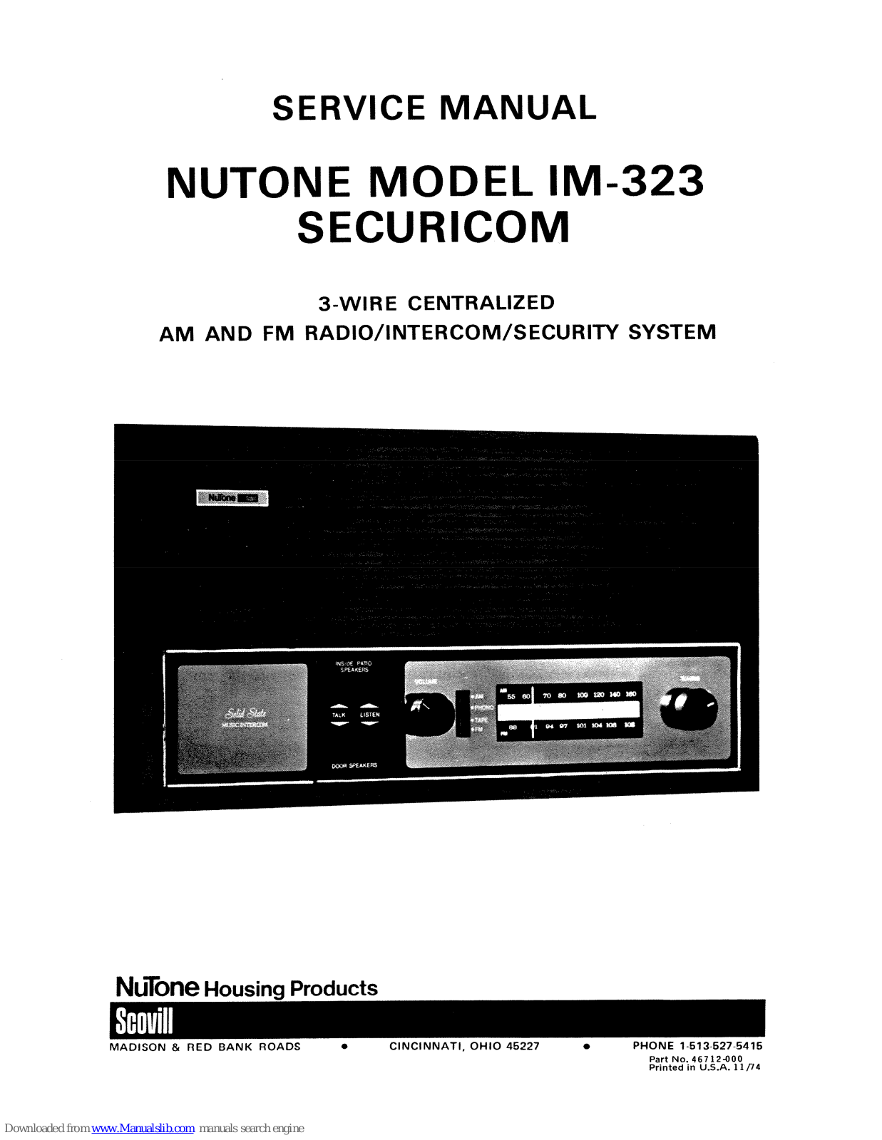 NuTone IM-323 Service Manual