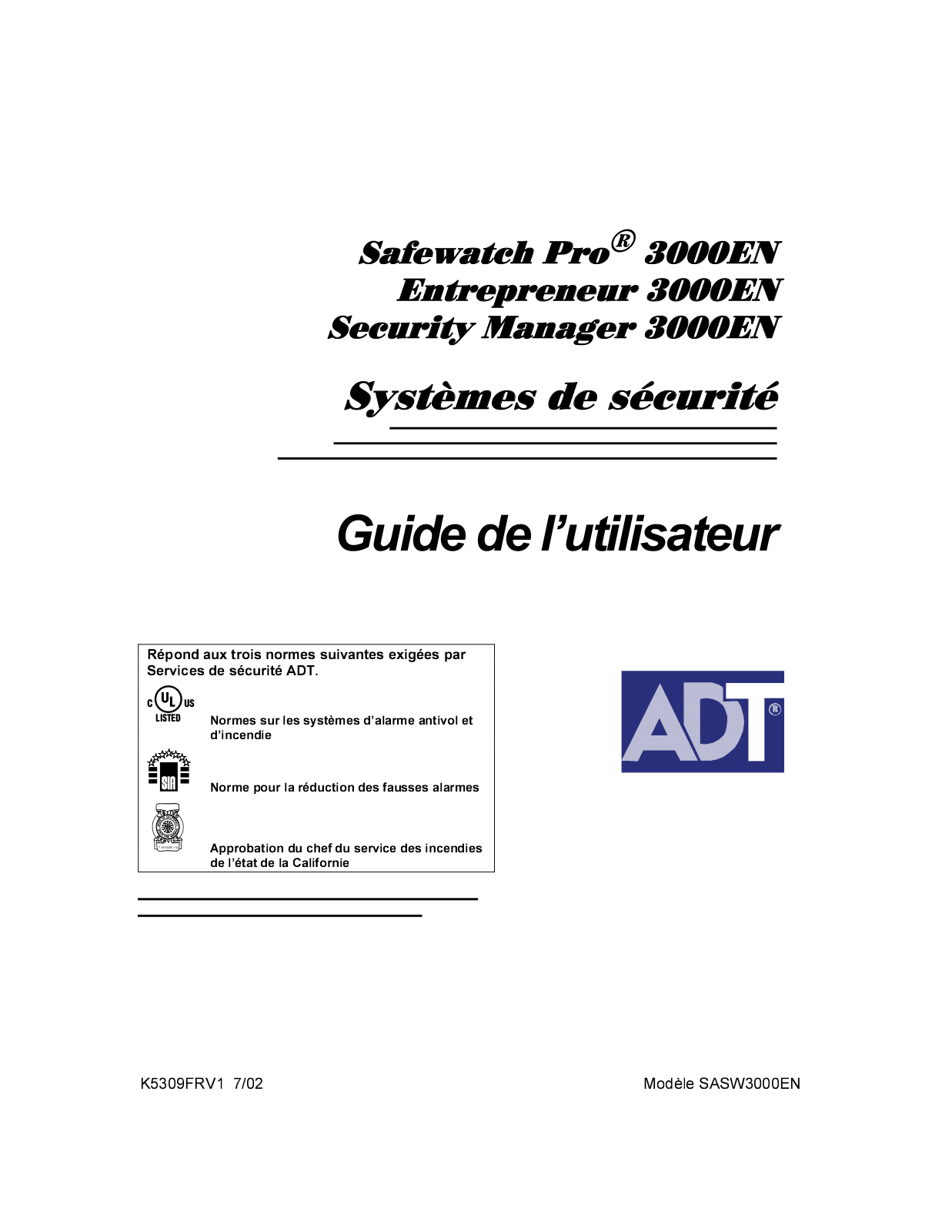 ADT ENTREPRENEUR 3000EN User Manual