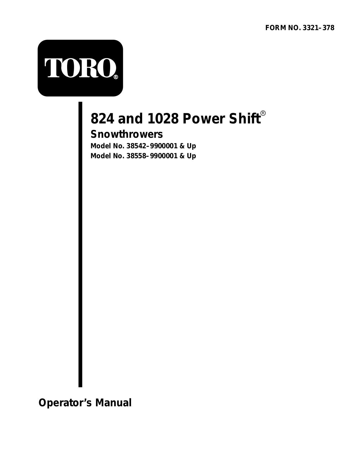 Toro 38542, 38558 Operator's Manual