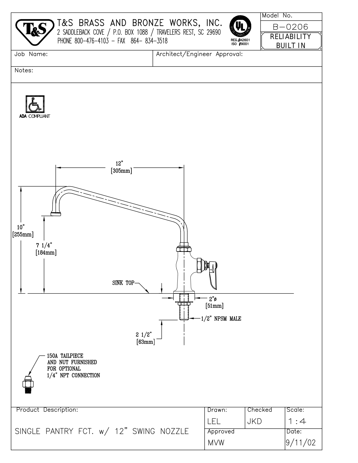 T & S Brass & Bronze Works B-0206 General Manual