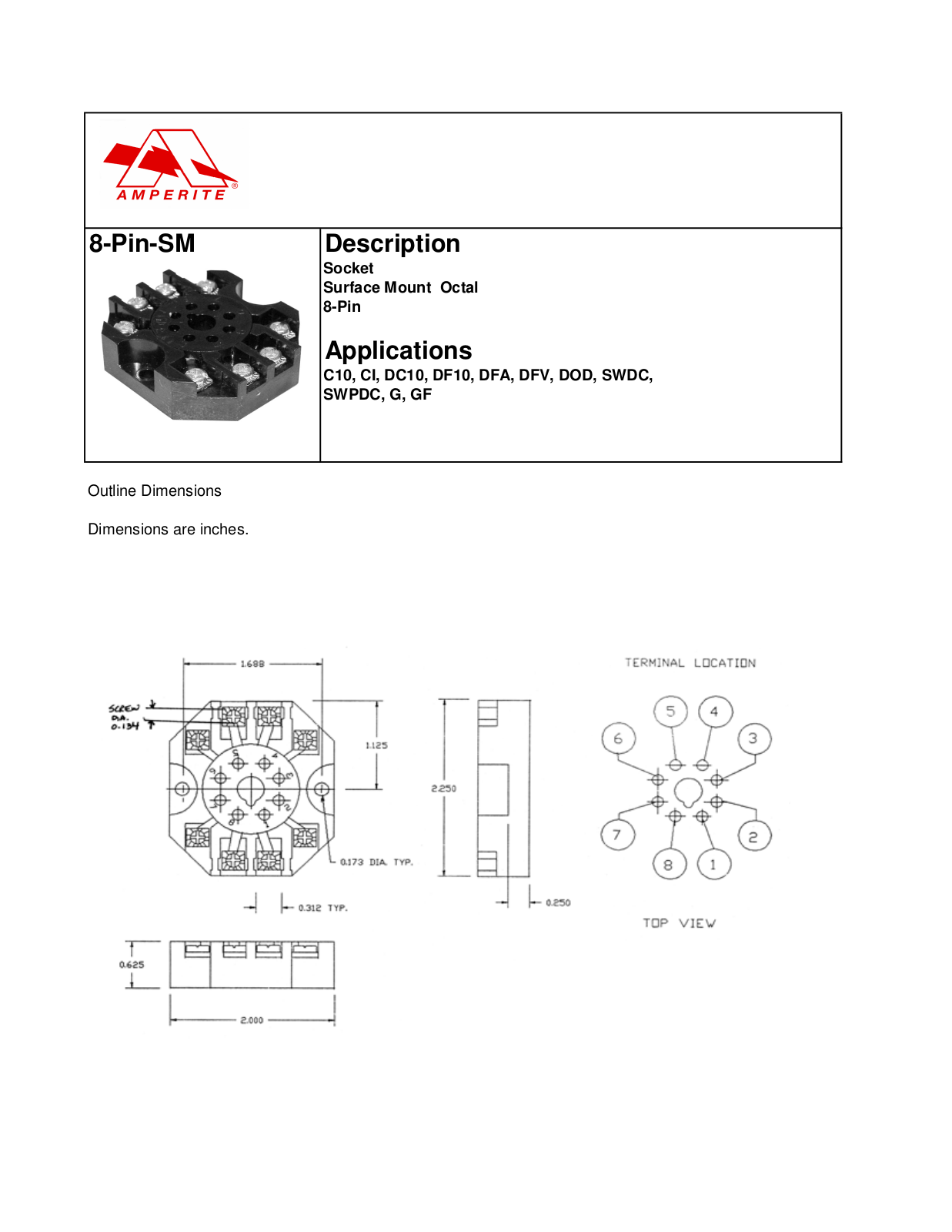 Amperite 8-PIN-SM Dimensional Sheet - ManualMachine.com