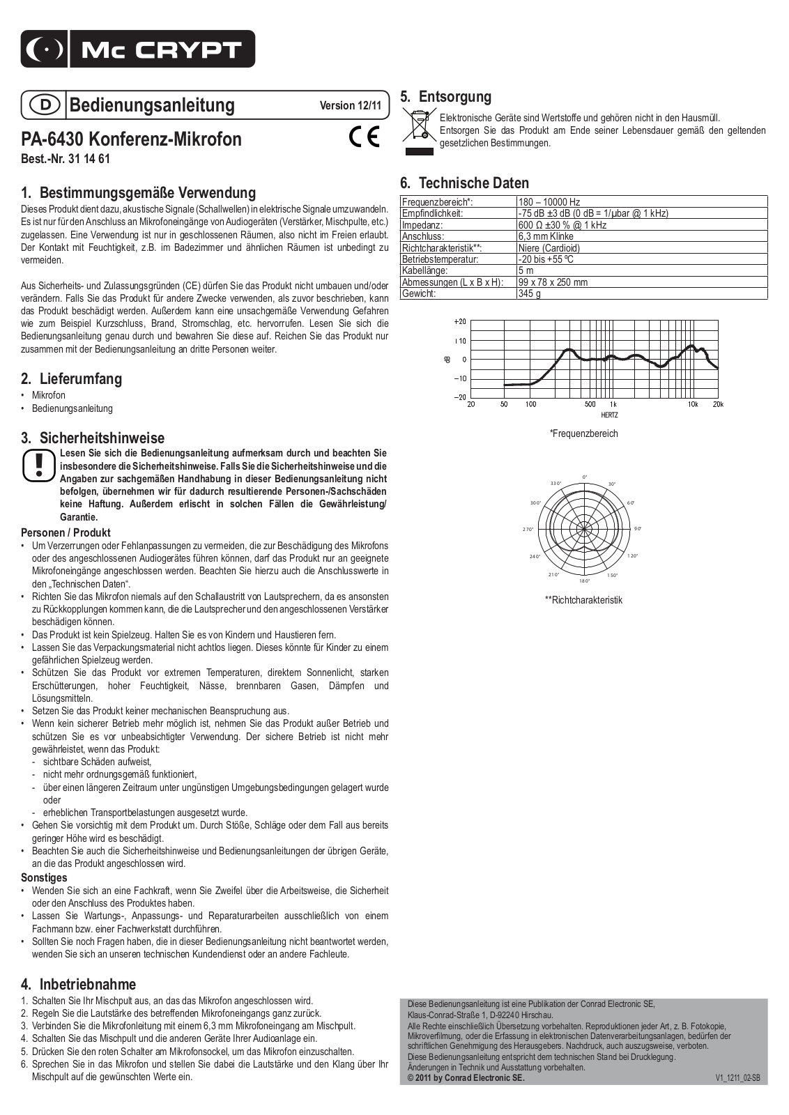 Mc Crypt 311461 Operation Manual