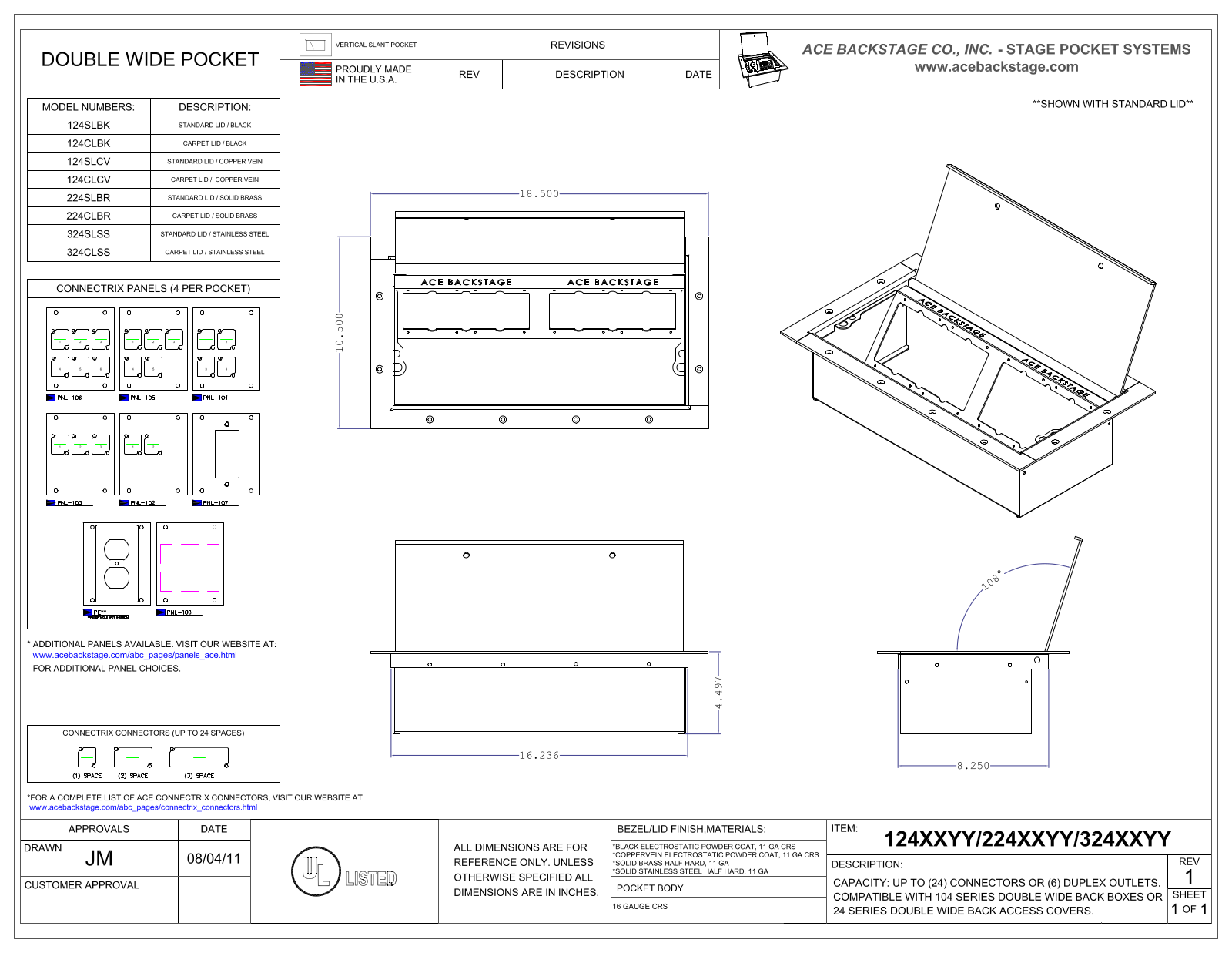 Ace Backstage 224SLBR Specifications