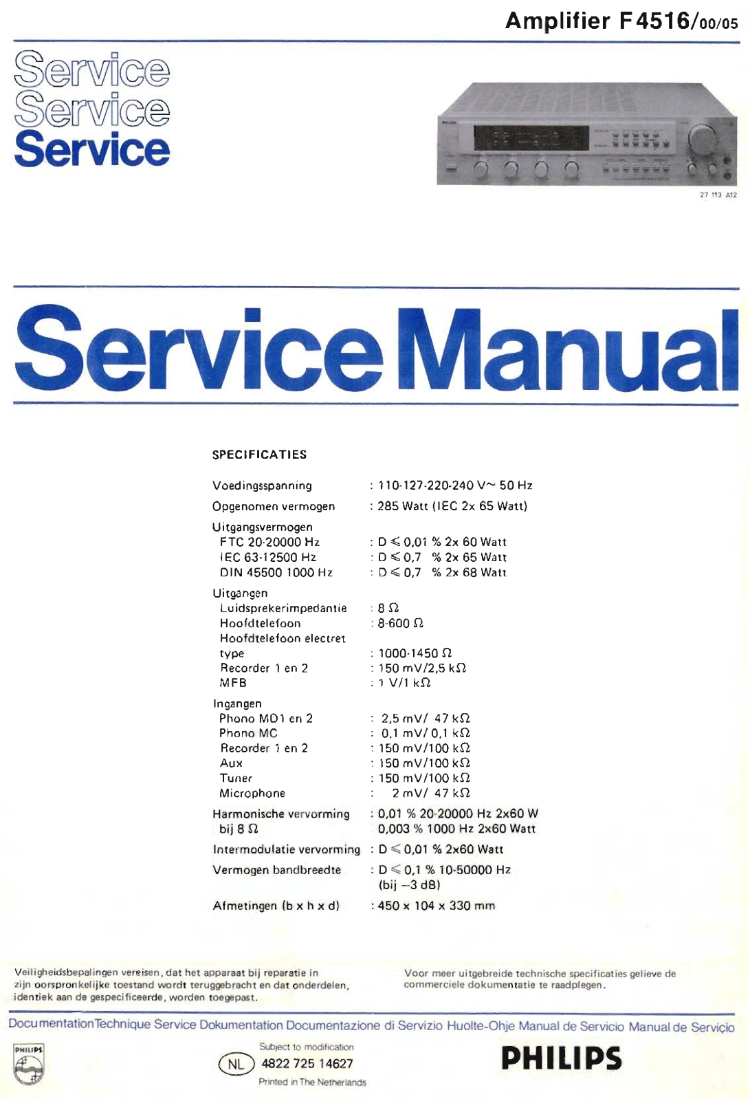 Philips F-4516 Service Manual