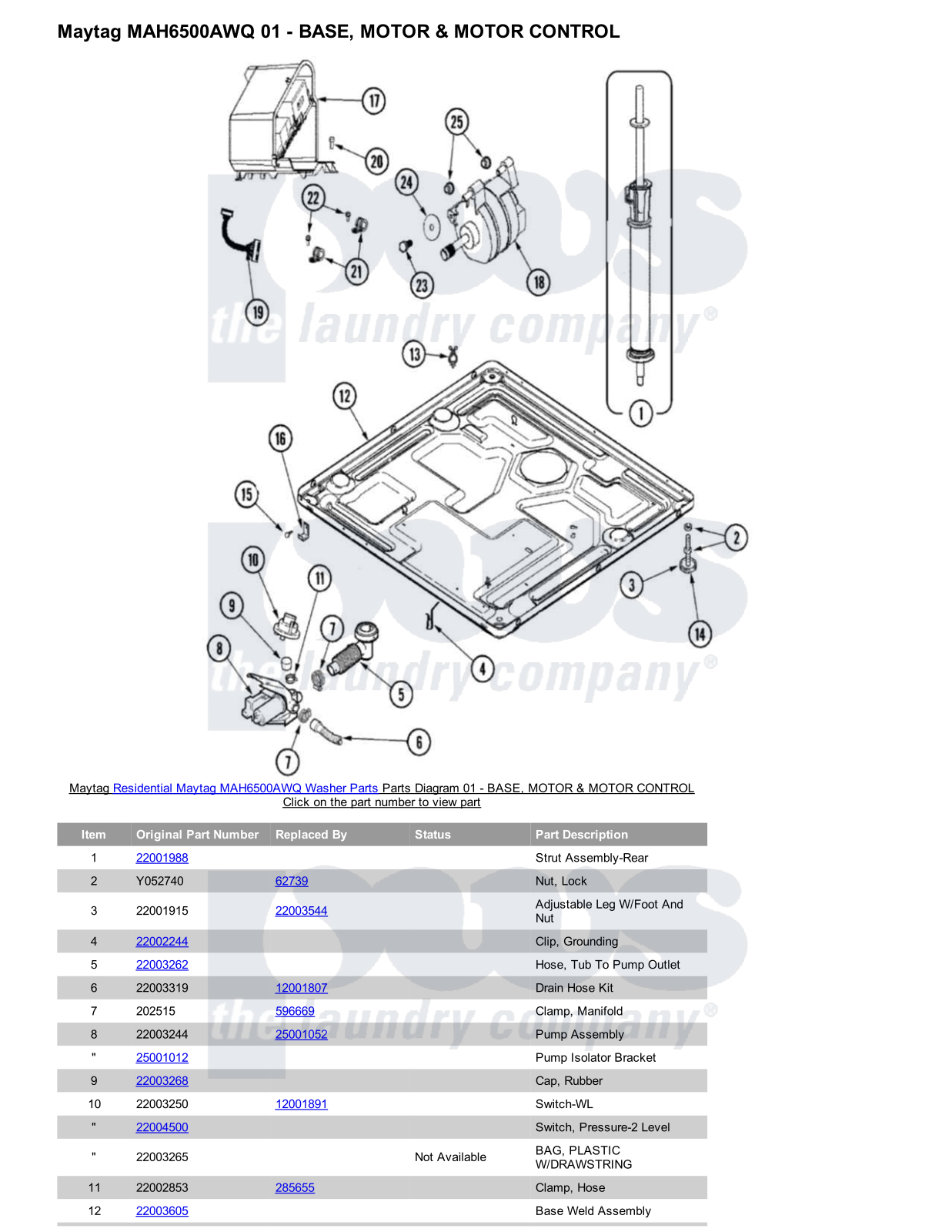 Maytag MAH6500AWQ Parts Diagram