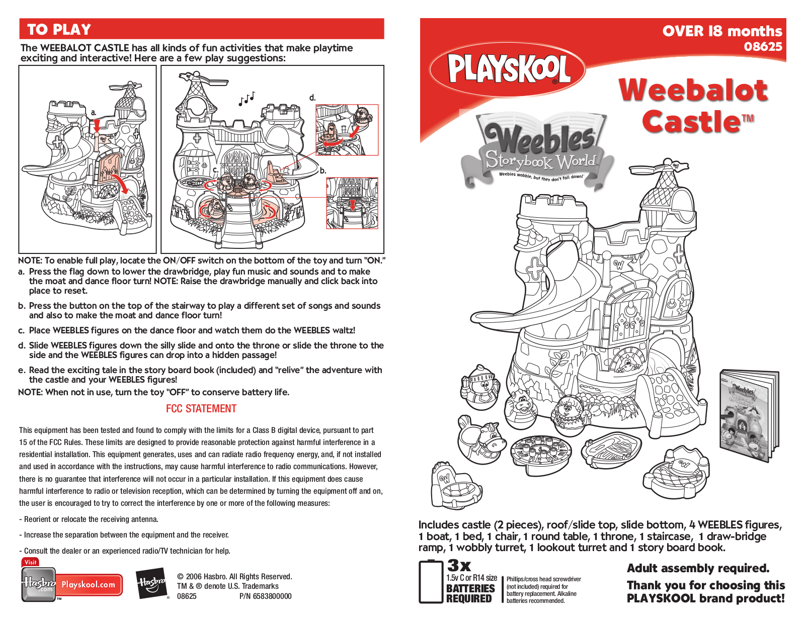 Hasbro Weebalot Castle User Manual