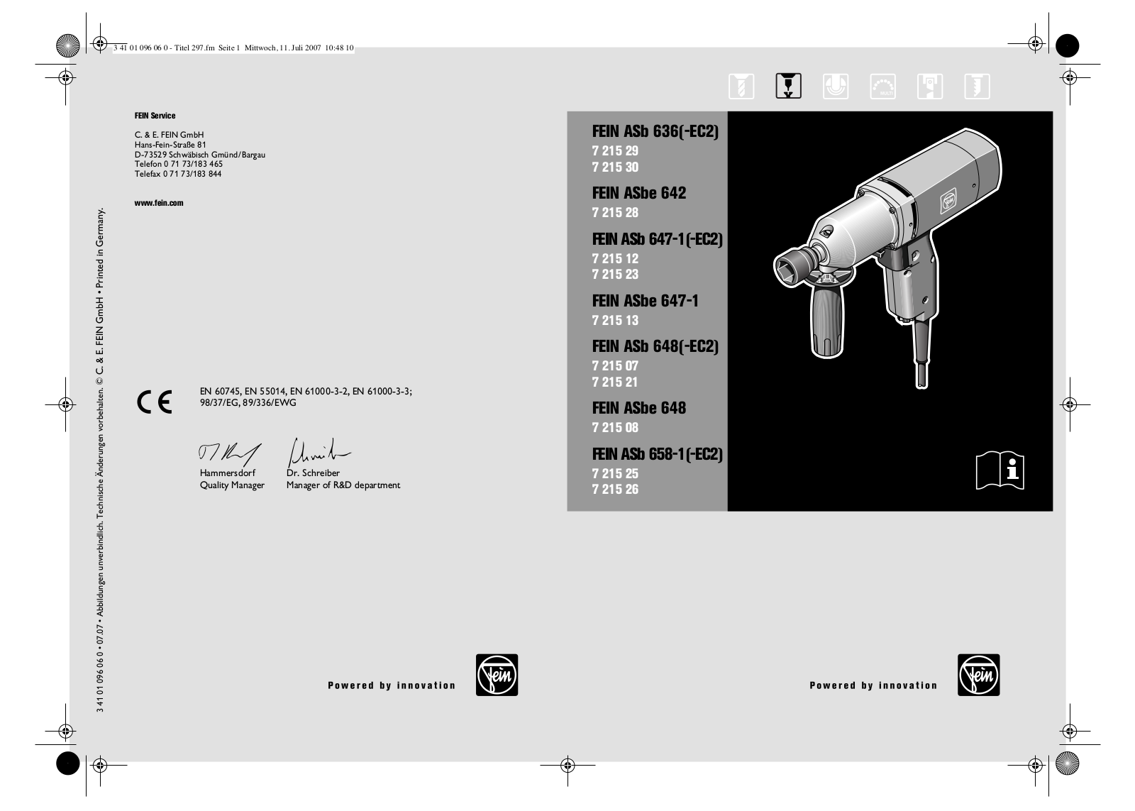 Fein ASb 636, ASb 636-EC2, ASbe 642, ASb 647-1, ASb 647-1-EC2 User guide