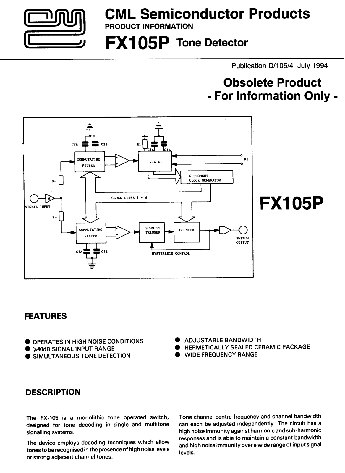 Consumer Microcircuits Limited FX105P Datasheet