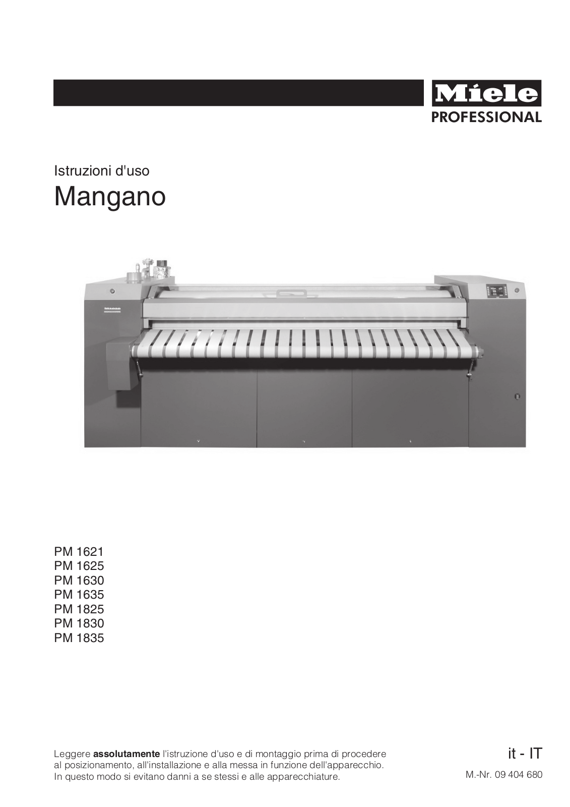 Miele PM 1621, PM 1625, PM 1630, PM 1635, PM 1825 Instructions Manual