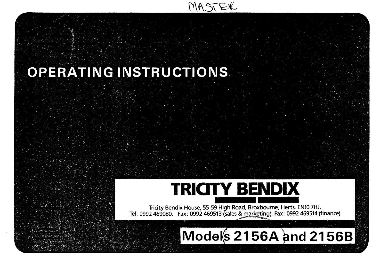 TRICITY BENDIX 2156 User Manual