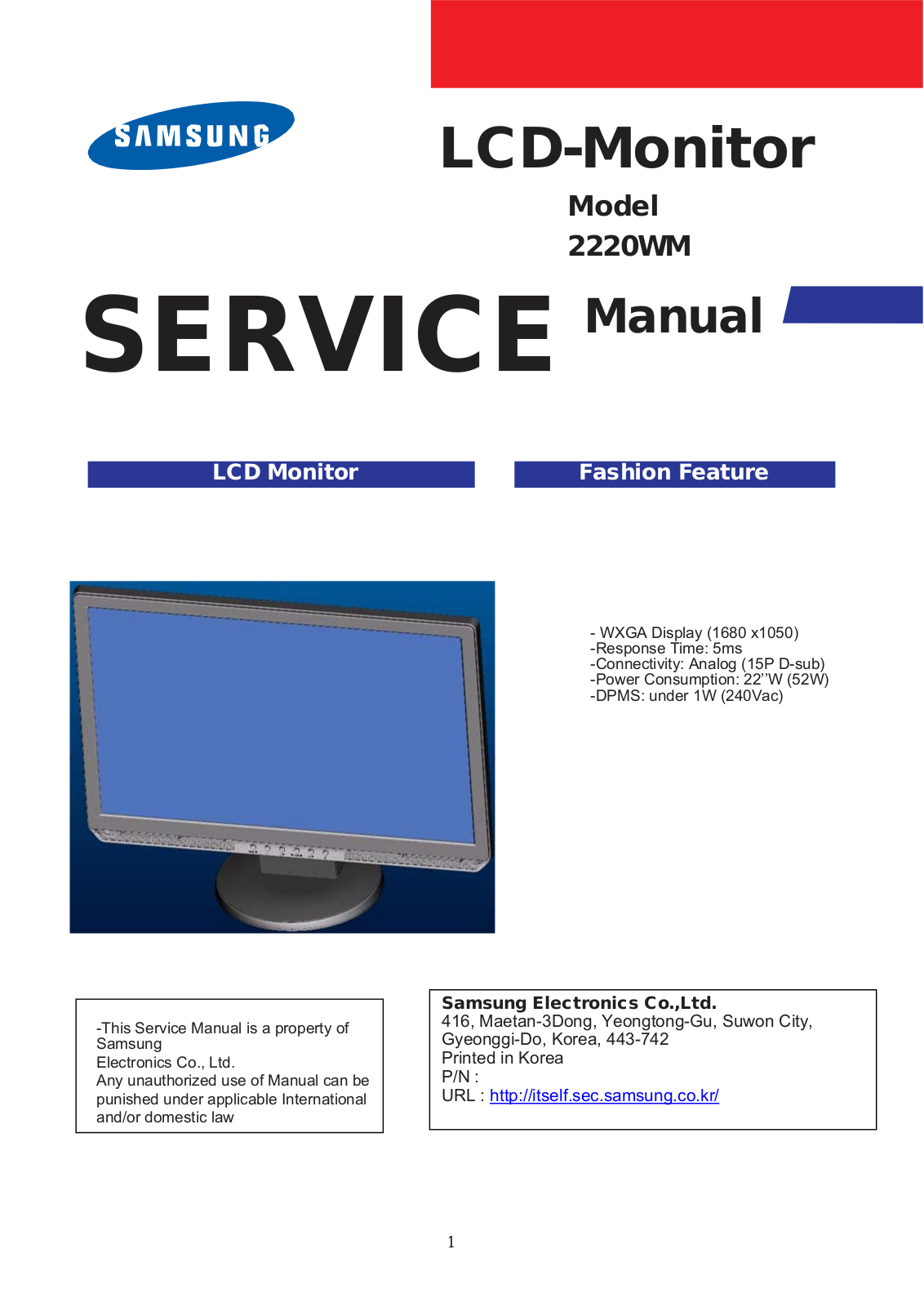 Samsung 2220WM Service Manual