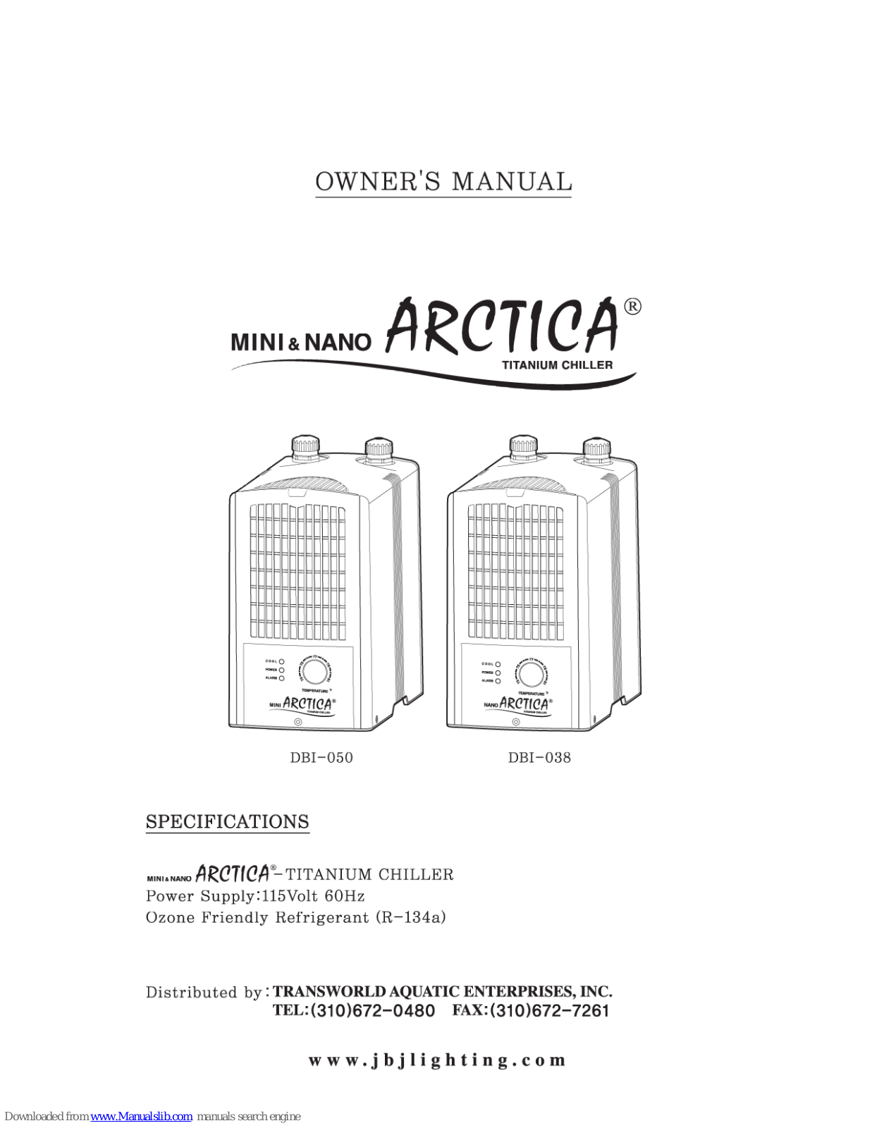 JBJ Lighting mini ARCTICA DBI-050, nano ARCTICA DBI-038 Owner's Manual