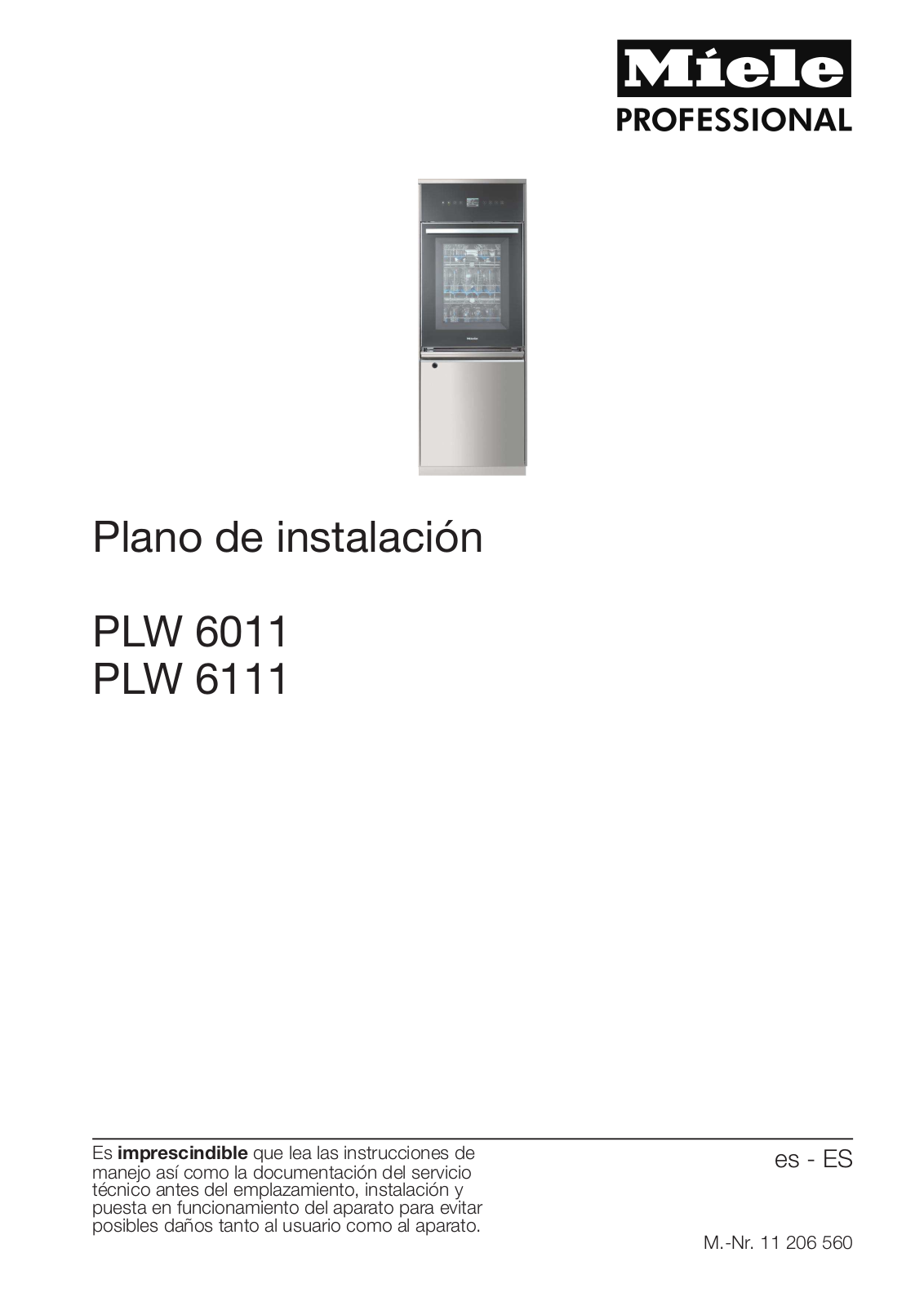 Miele PLW 6011, PLW 6111 installation plan