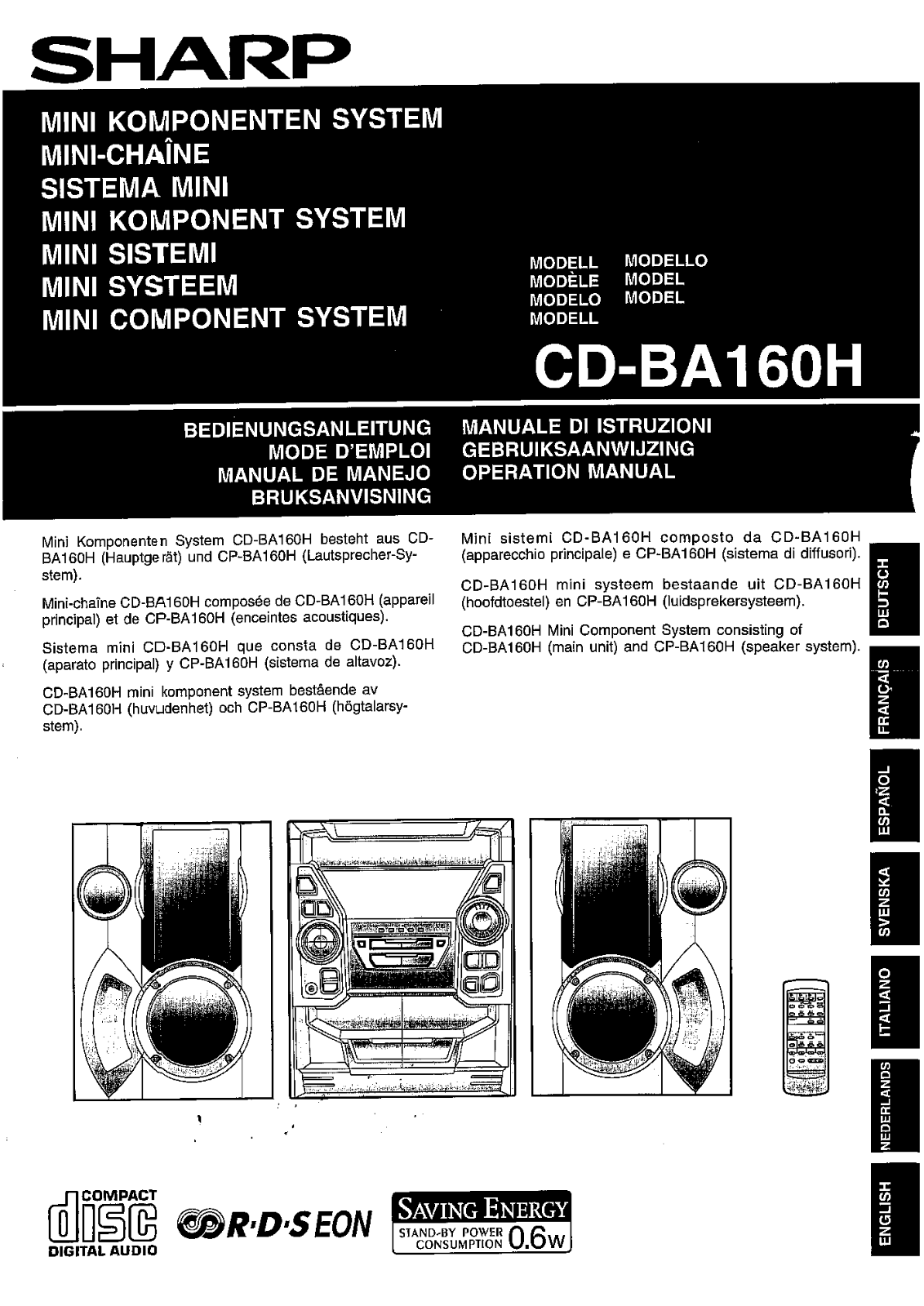 Sharp CD-BA160H Owners Manual