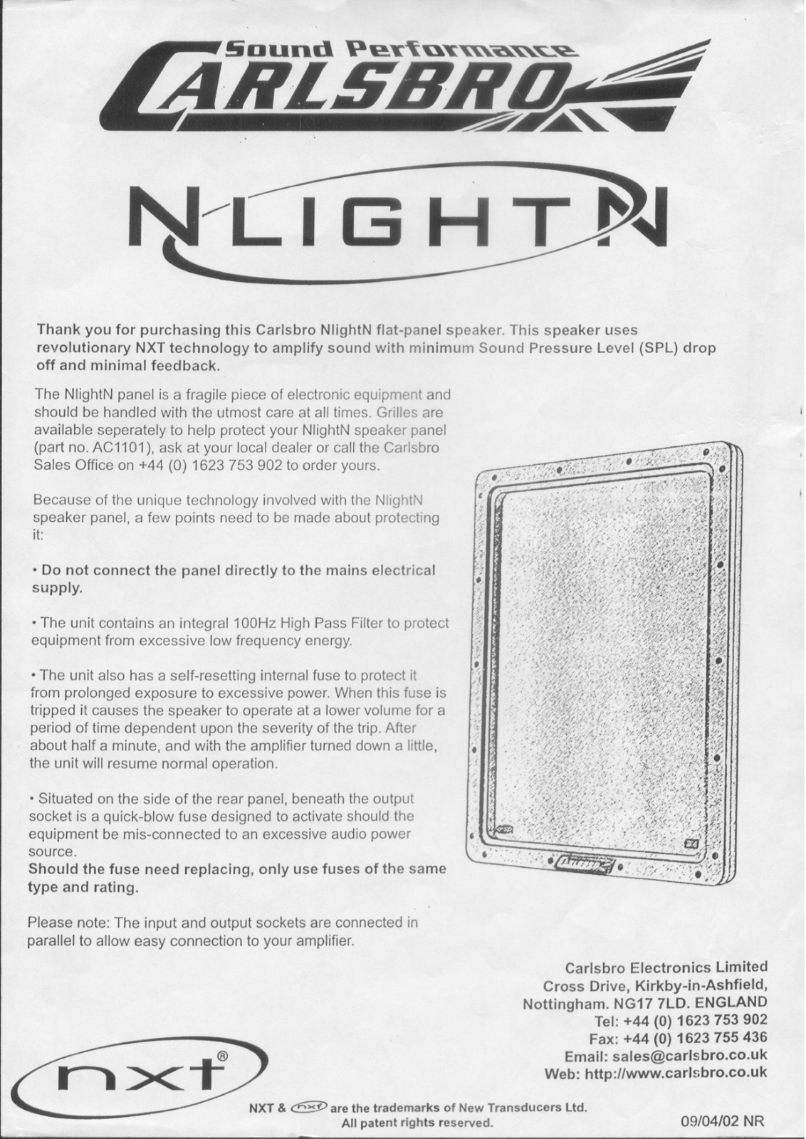 Carlsbro NLIGHTN PANELS User Manual