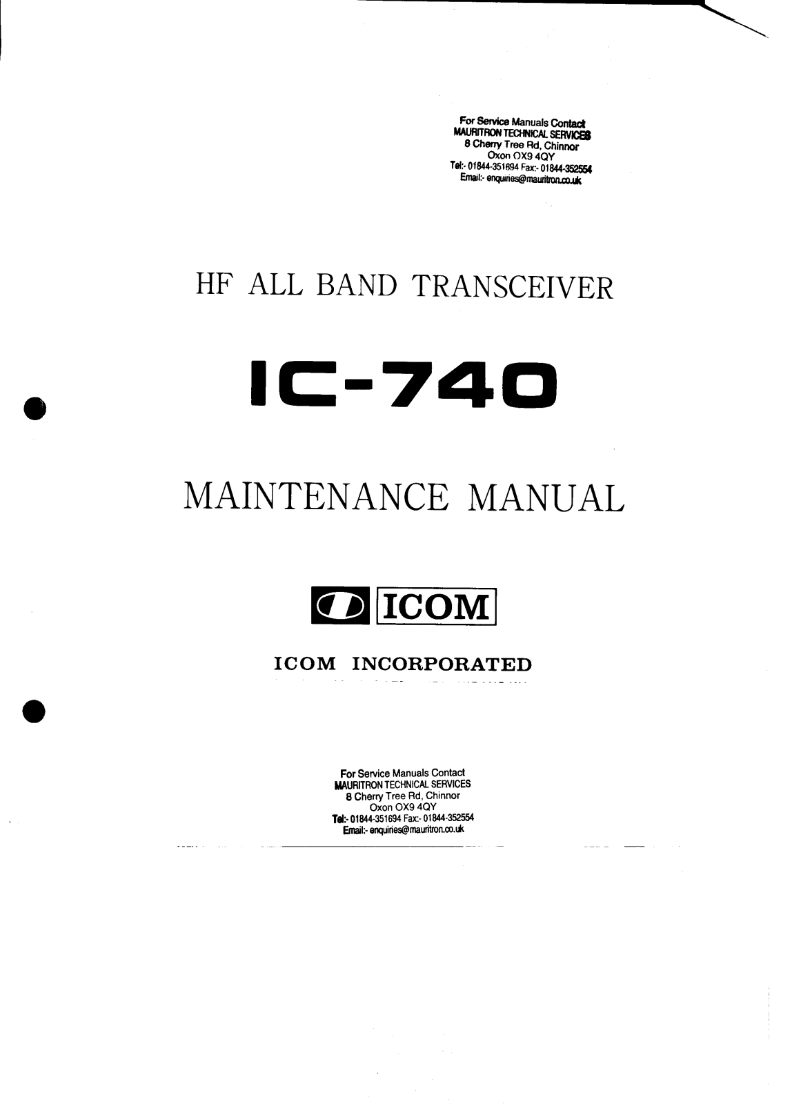 Icom IC-740 User Manual (PAGE 1)