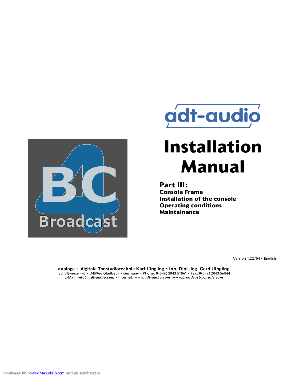 adt-audio BC4 Installation Manual - ManualMachine.com