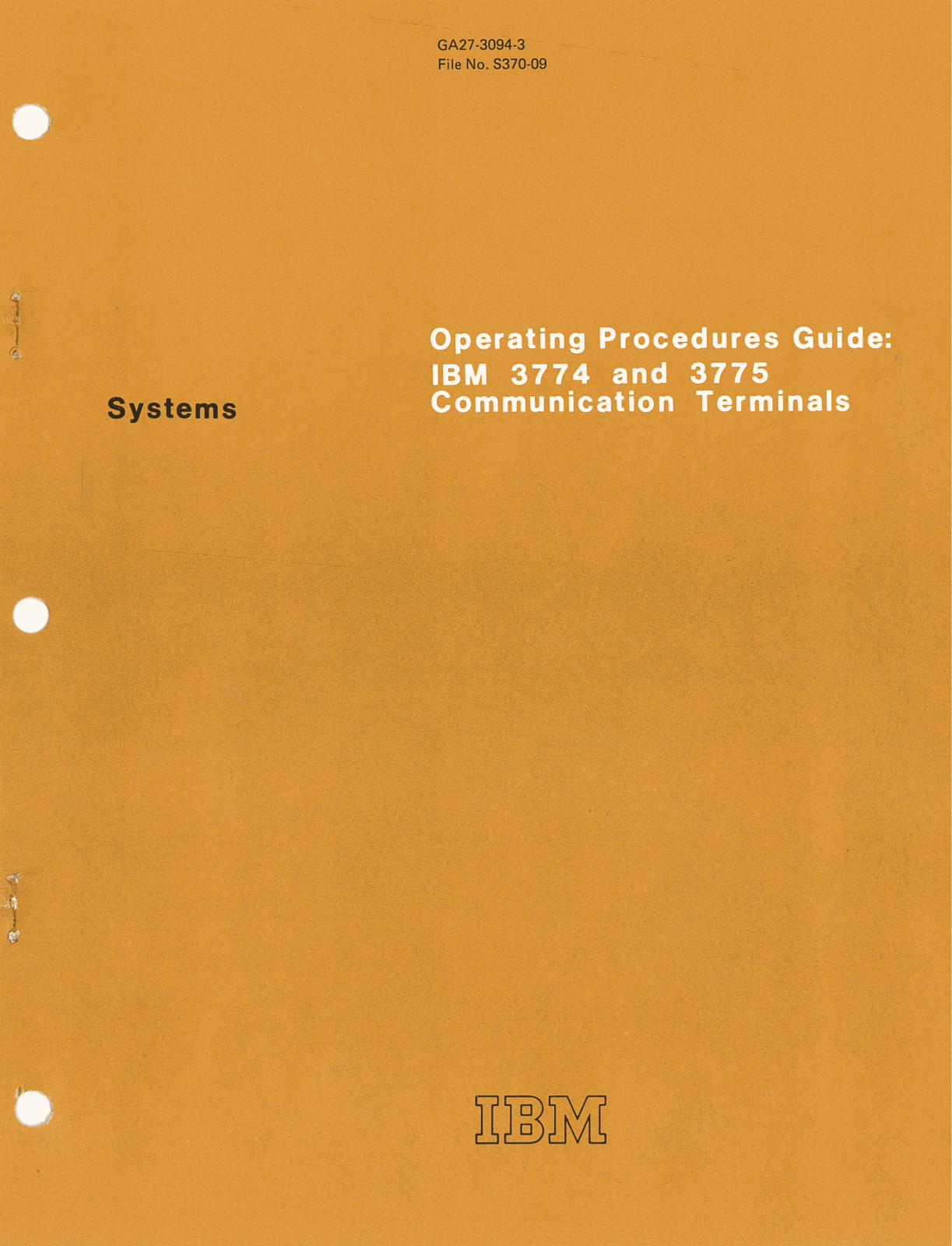 IBM 3774, 3775 Operating Procedure Manual