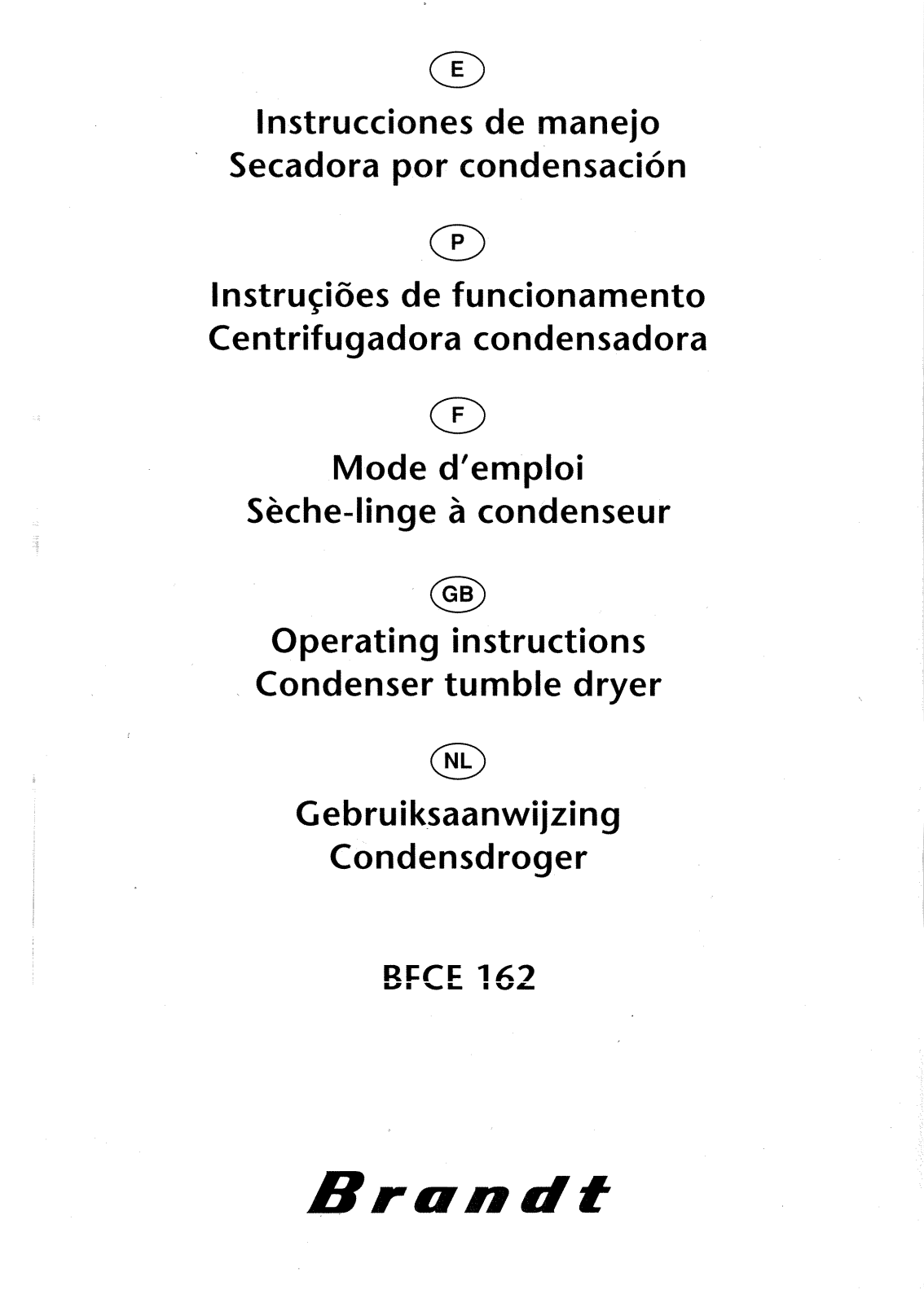 Brandt BFCE162 Operating Manual