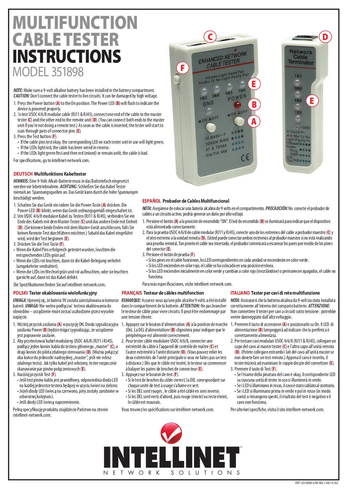 INTELLINET NETWORK 351898 Quick Install Guide