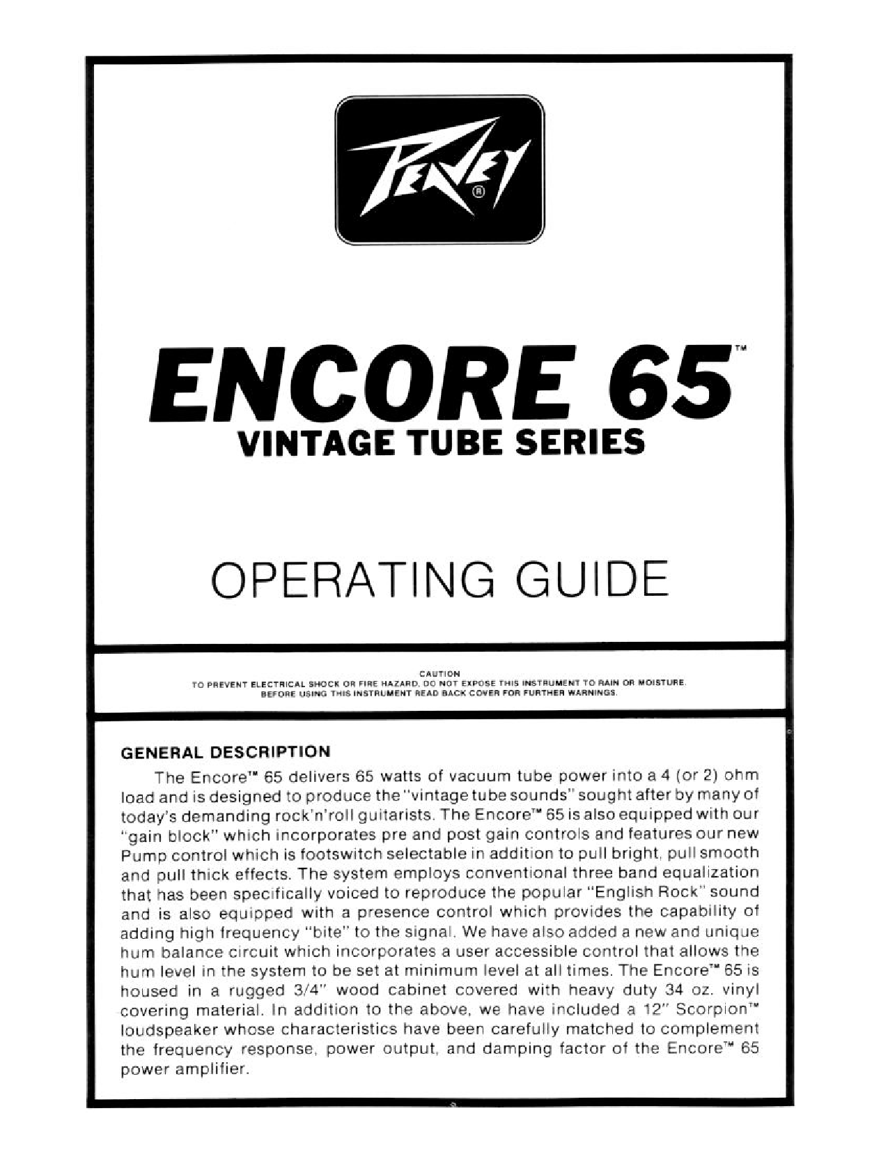 Peavey Encore 65 User Manual