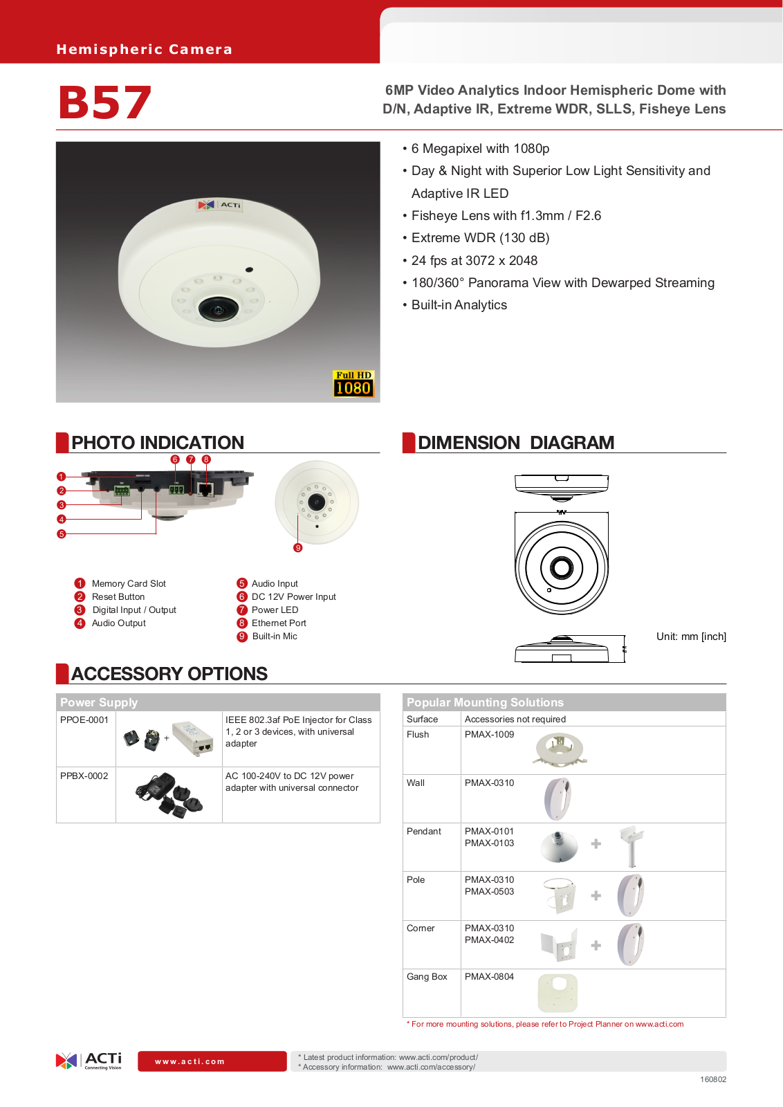 ACTi B57 Specsheet