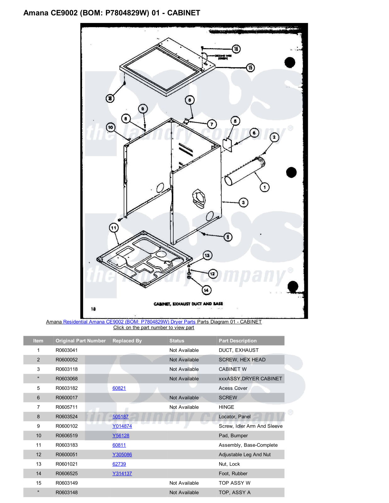 Amana CE9002 Parts Diagram