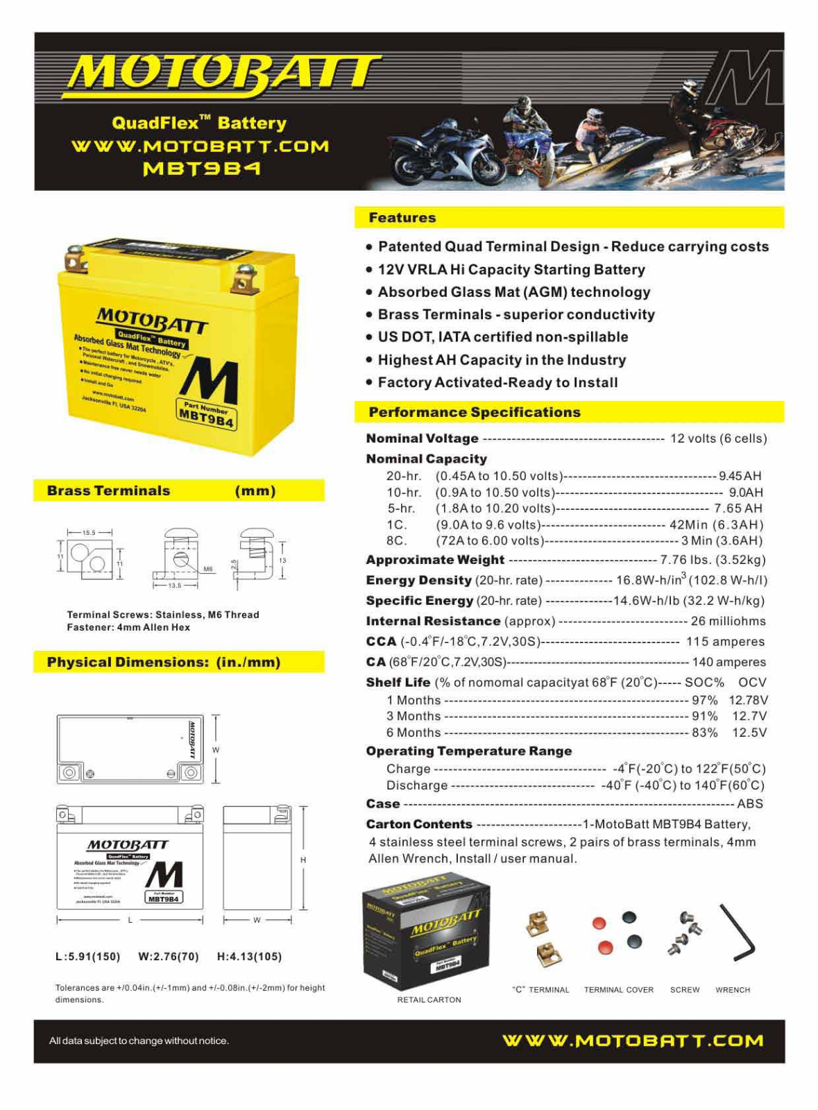 Motobatt MBT9B4 Service Manual