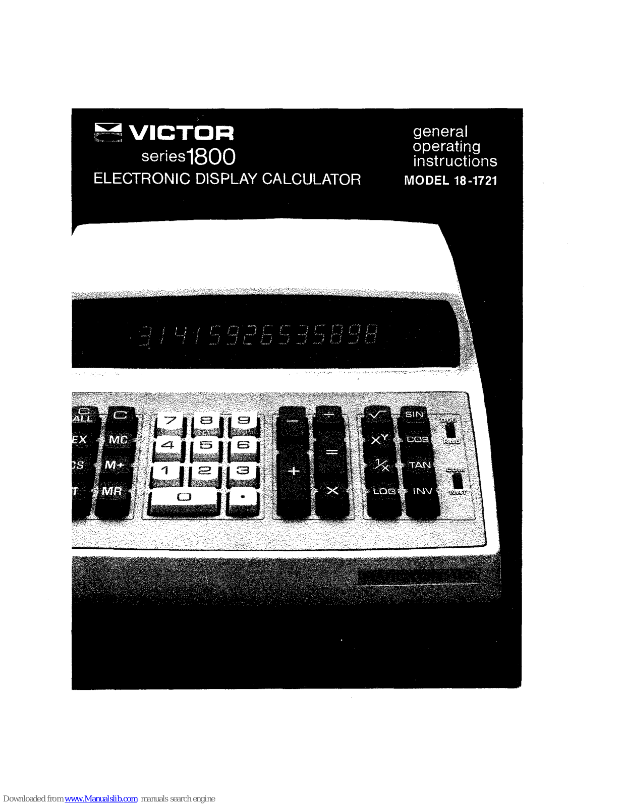 Victor 18-1721, 1800 Series Operating Instructions Manual - ManualMachine.com