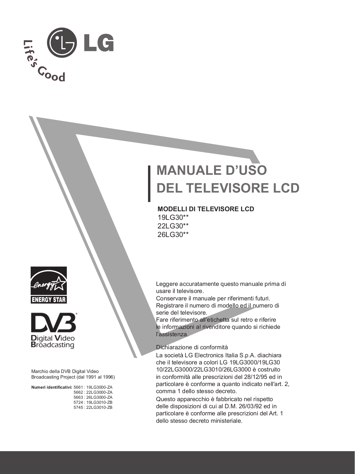 Lg 19LG3010, 22LG3010 User Manual