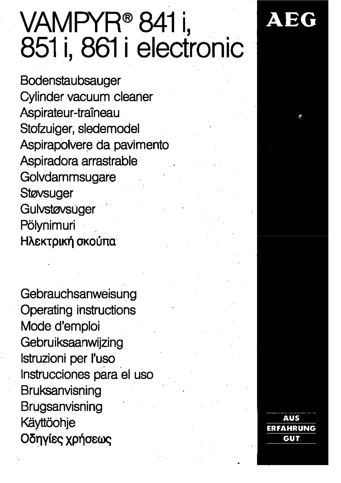 AEG VAMPYR861IELECTR, VAMPYR851IELECTR, VAMPYR841IELECTR User Manual