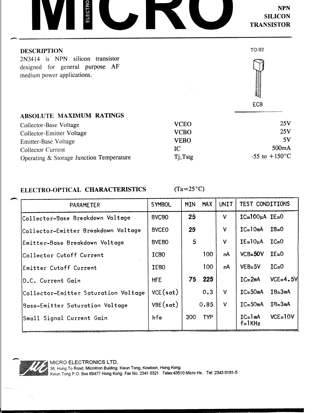 ME 2N3414 Datasheet