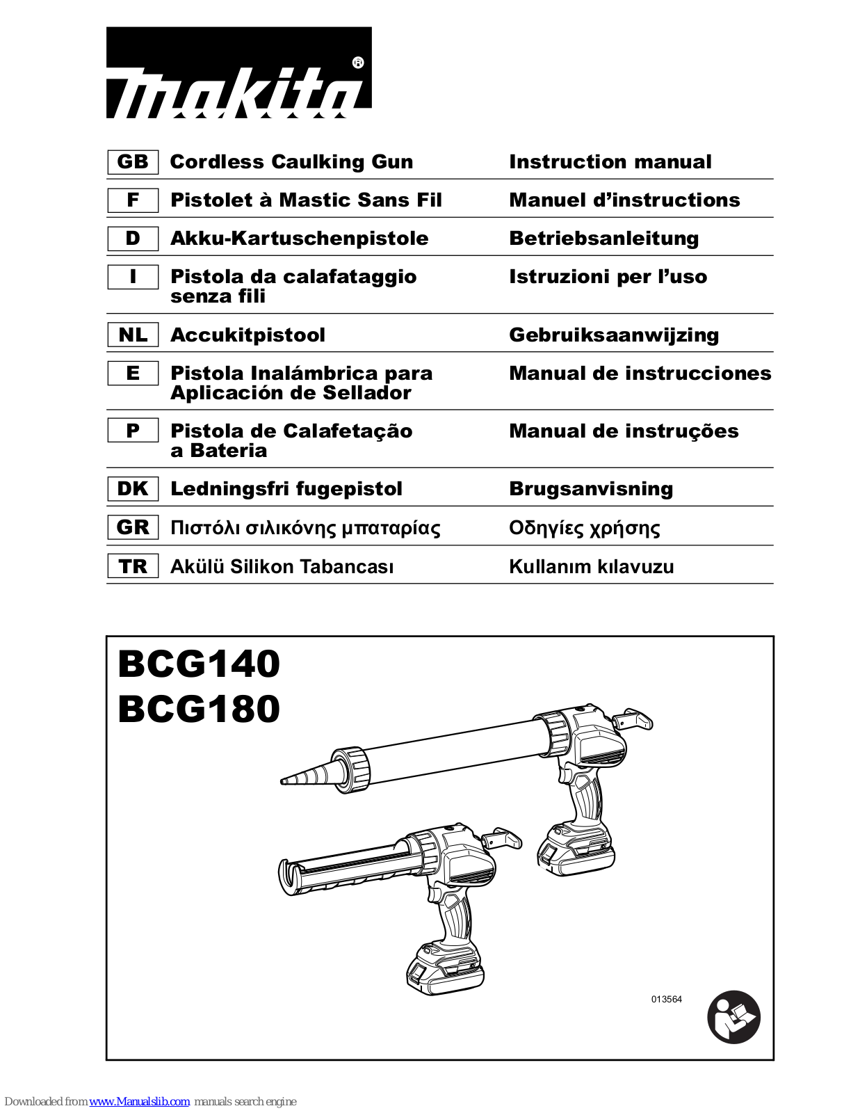 Makita BCG140, BCG180, DCG140, DCG180 Instruction Manual