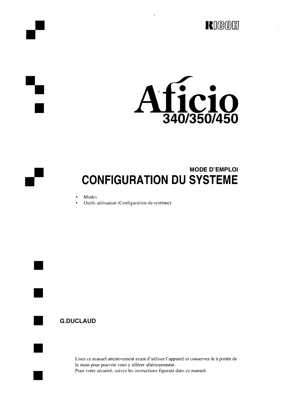 Ricoh AFICIO 350, AFICIO 340 User Manual