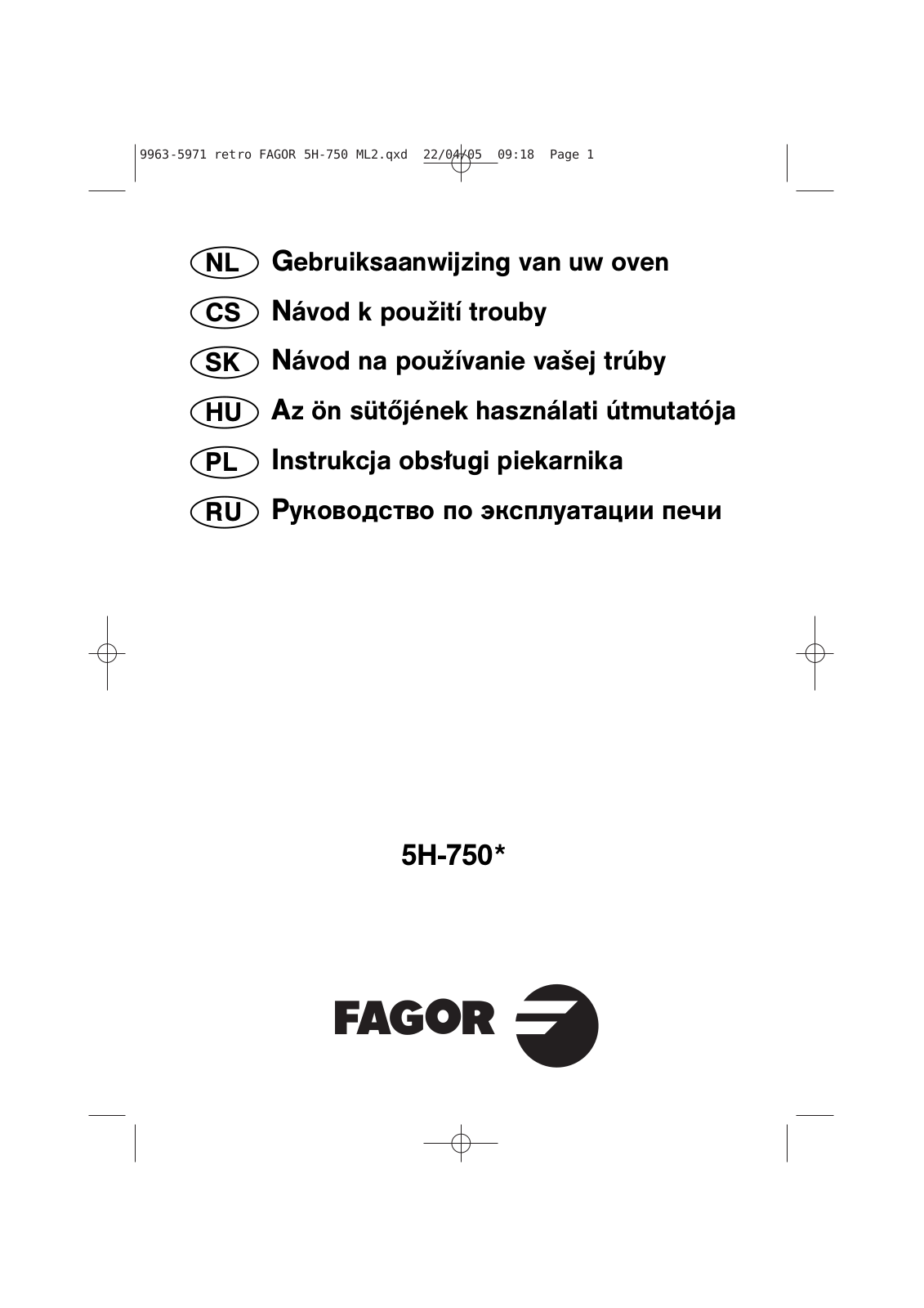 Fagor 5H-750 User manual