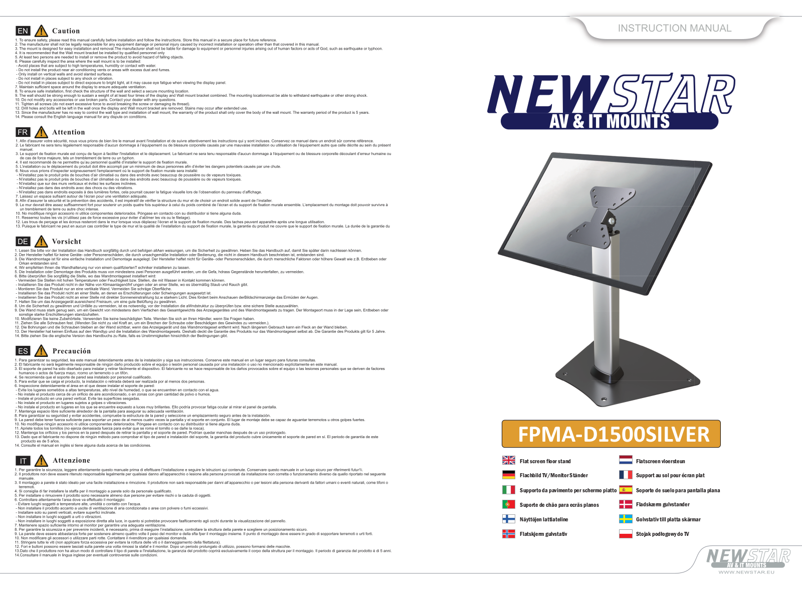 Newstar FPMA-D1500SILVER User Manual