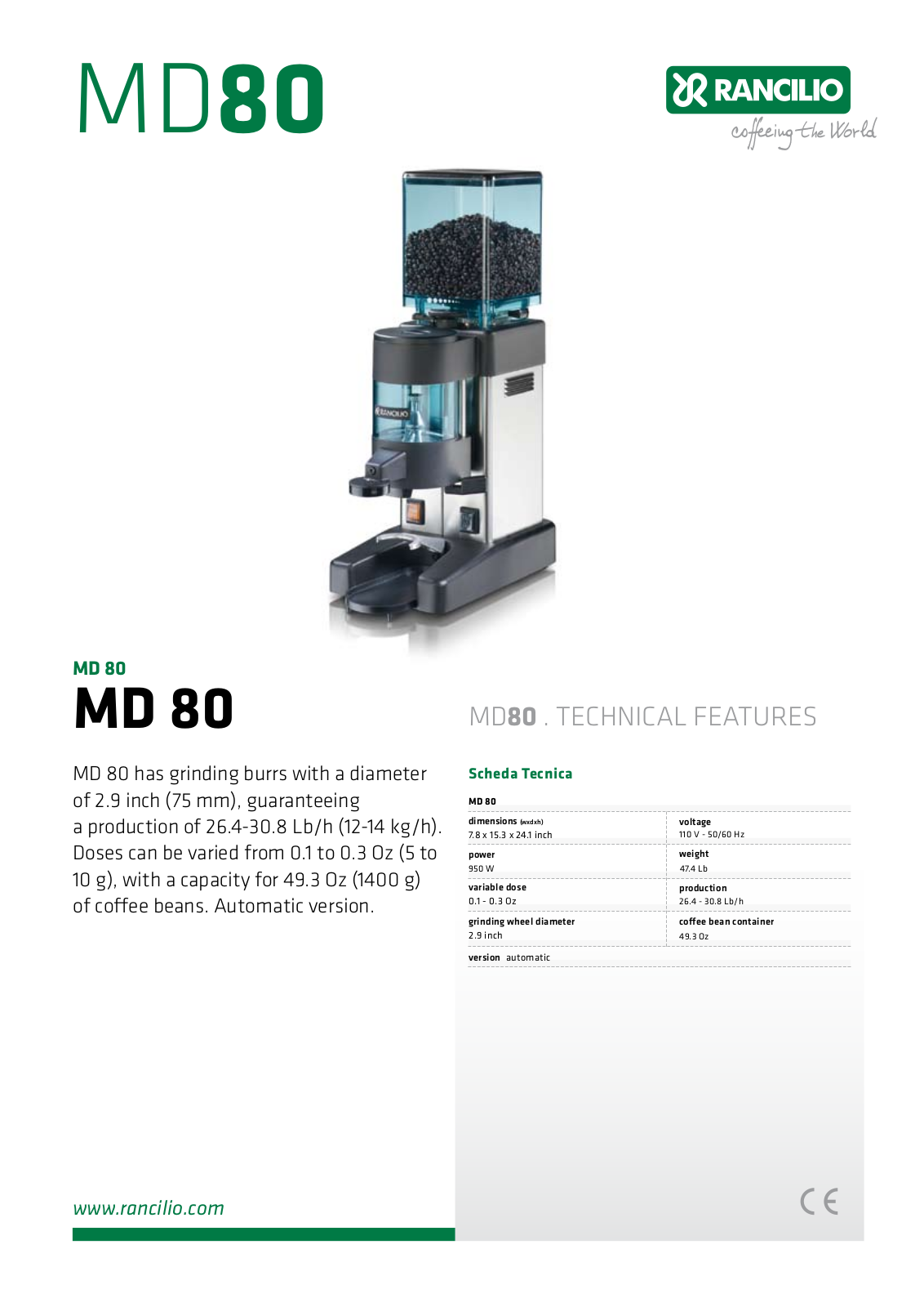 Rancilio MD 80 User Manual